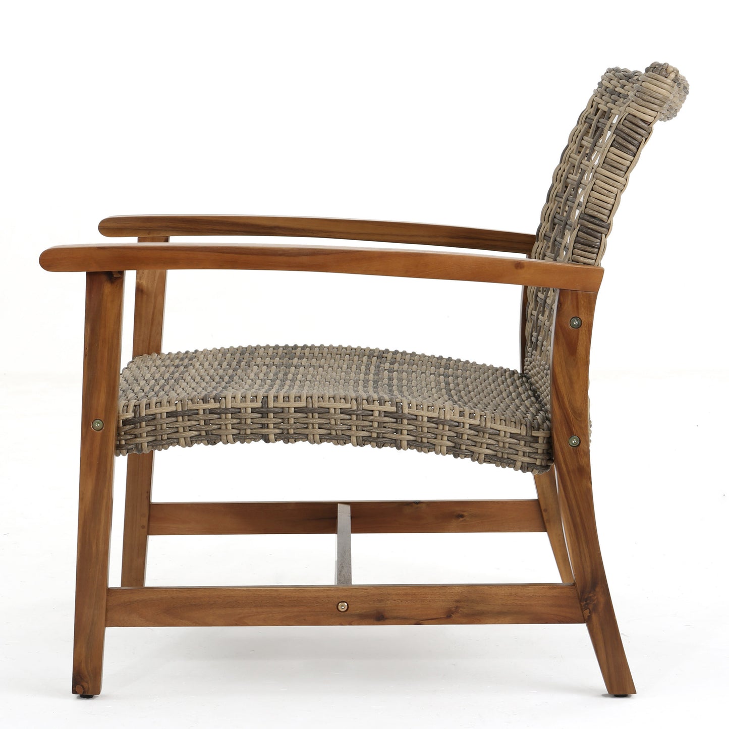 Hampton™ - Stylish Natural Grey Wooden & Wicker Outdoor Club Chairs Set of 2