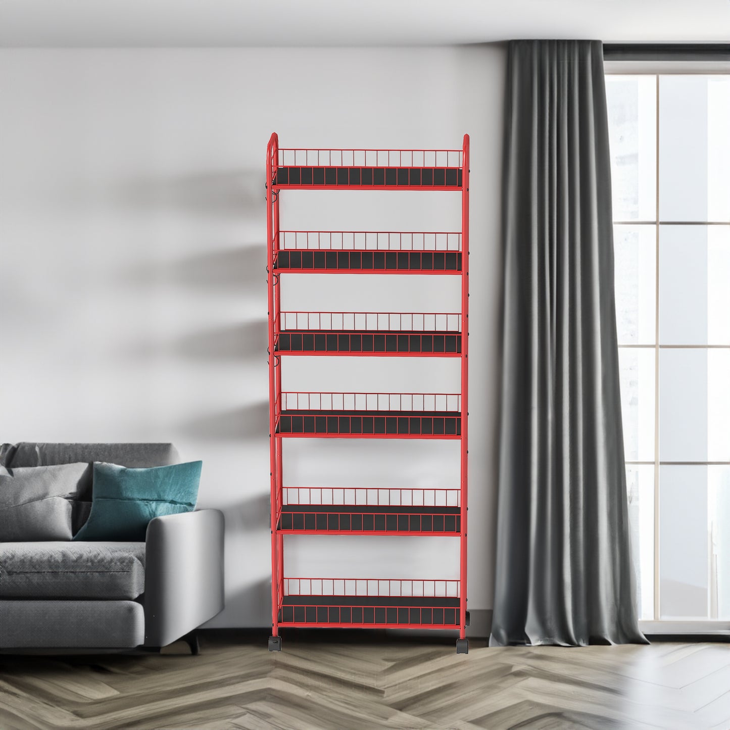 Vimora™ - Red 6-Tier Slim Rolling Storage Cart with Wheels
