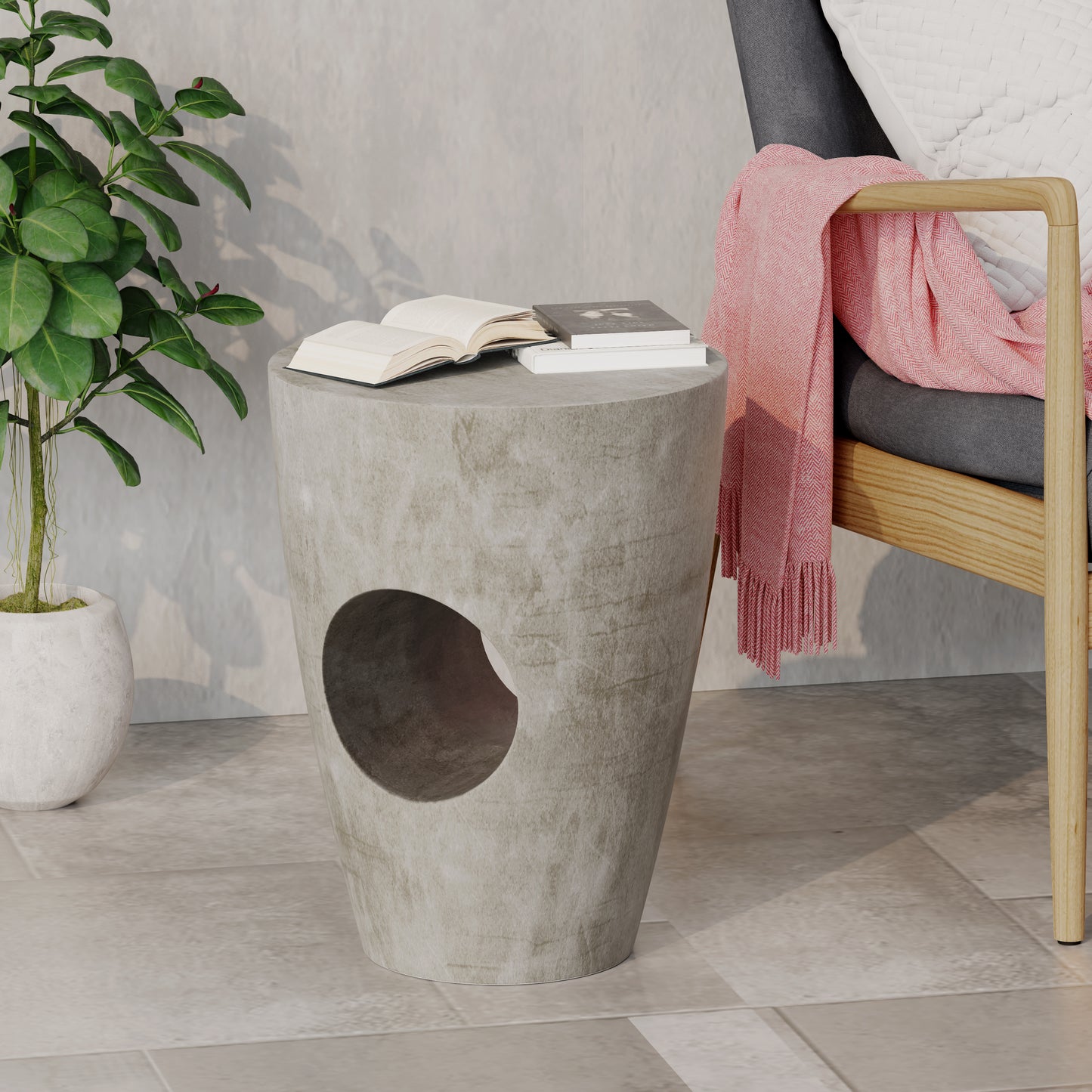 Sirius™ - Stylish Grey Magnesium Oxide Side Table for Outdoor Elegance