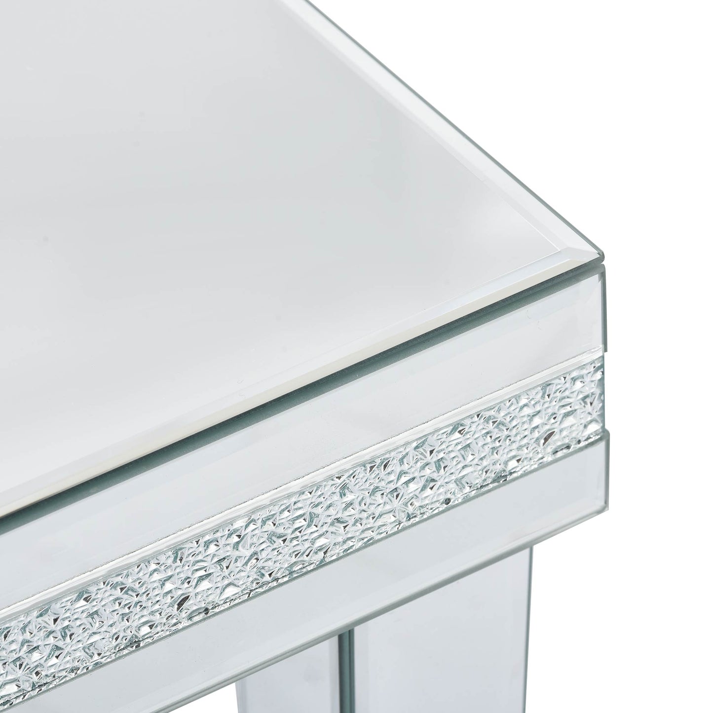 Sofia™️ - Modern Glass Mirrored Coffee Table with Crystal Design and Adjustable Height Legs