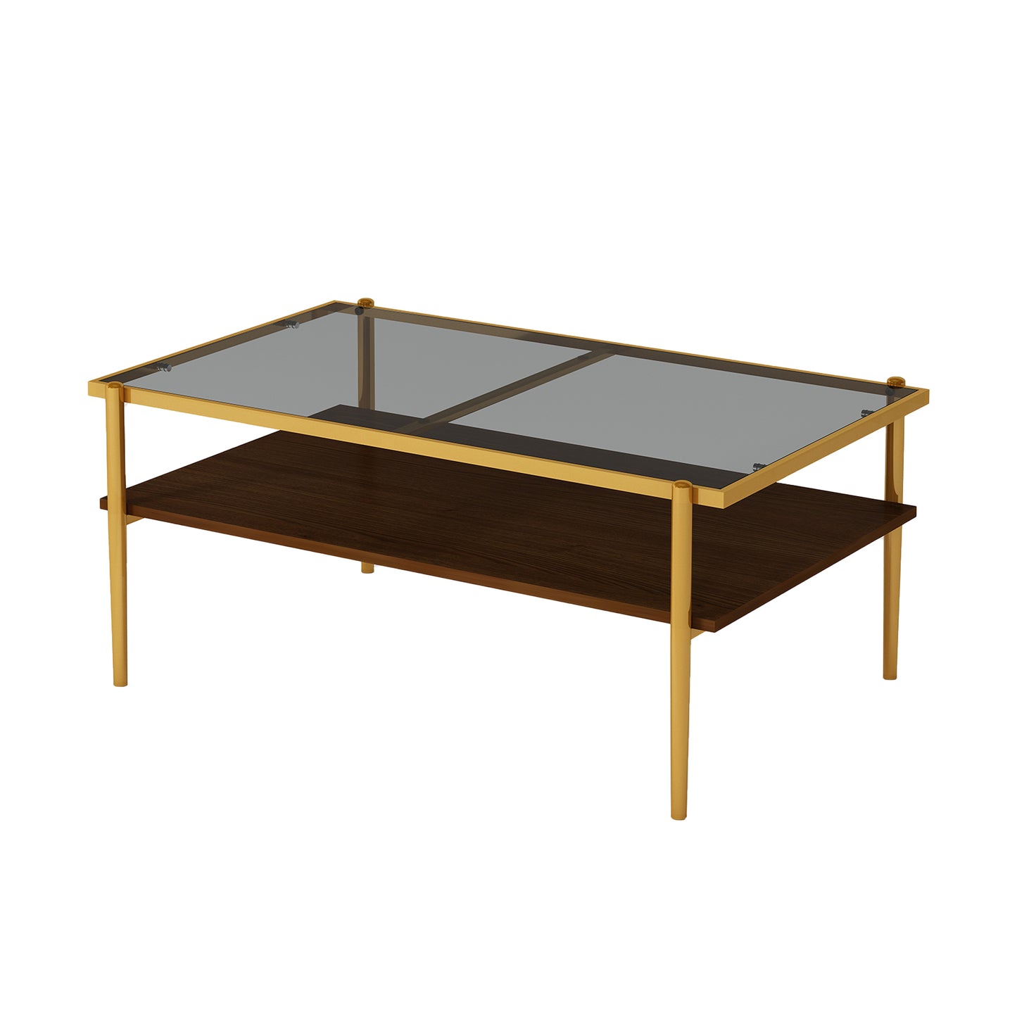 Lena™️ - Rectangle Coffee Table with Gray Glass Top and Golden Legs for Modern Living Rooms