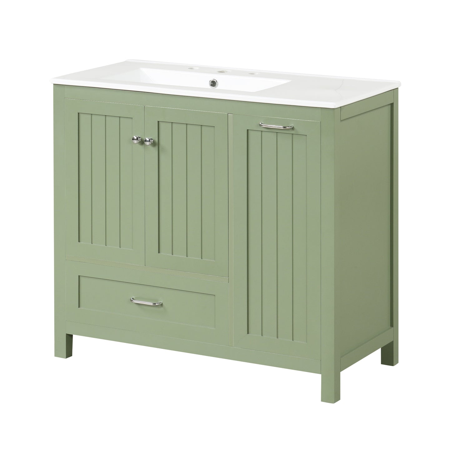 Vimora™ - 36-Inch Green Bathroom Vanity with Sink, Solid Wood & MDF, Modern Design, Ample Storage