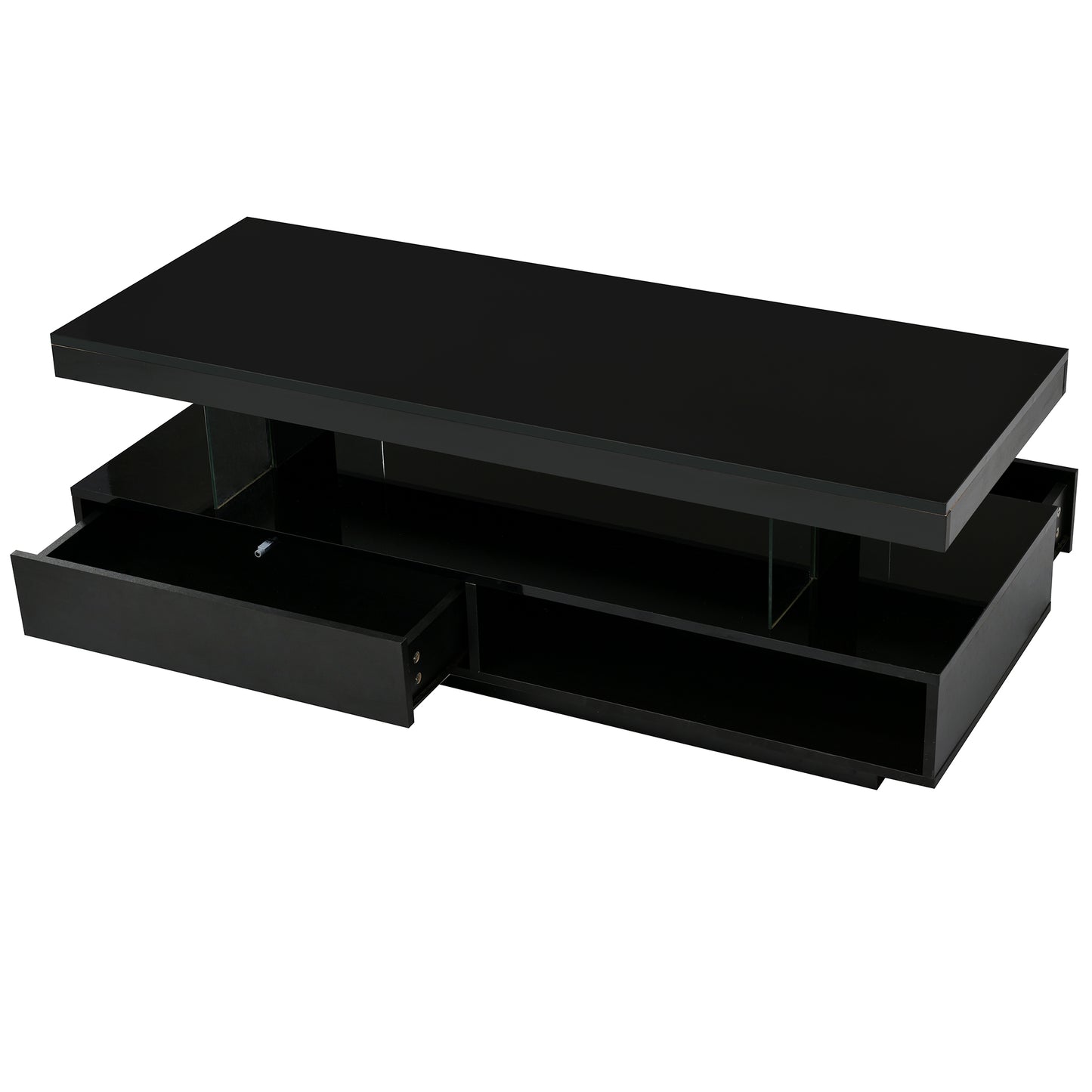 Vimora™ - Modern LED Coffee Table with Storage, 2 Drawers & Display Rack (Black)