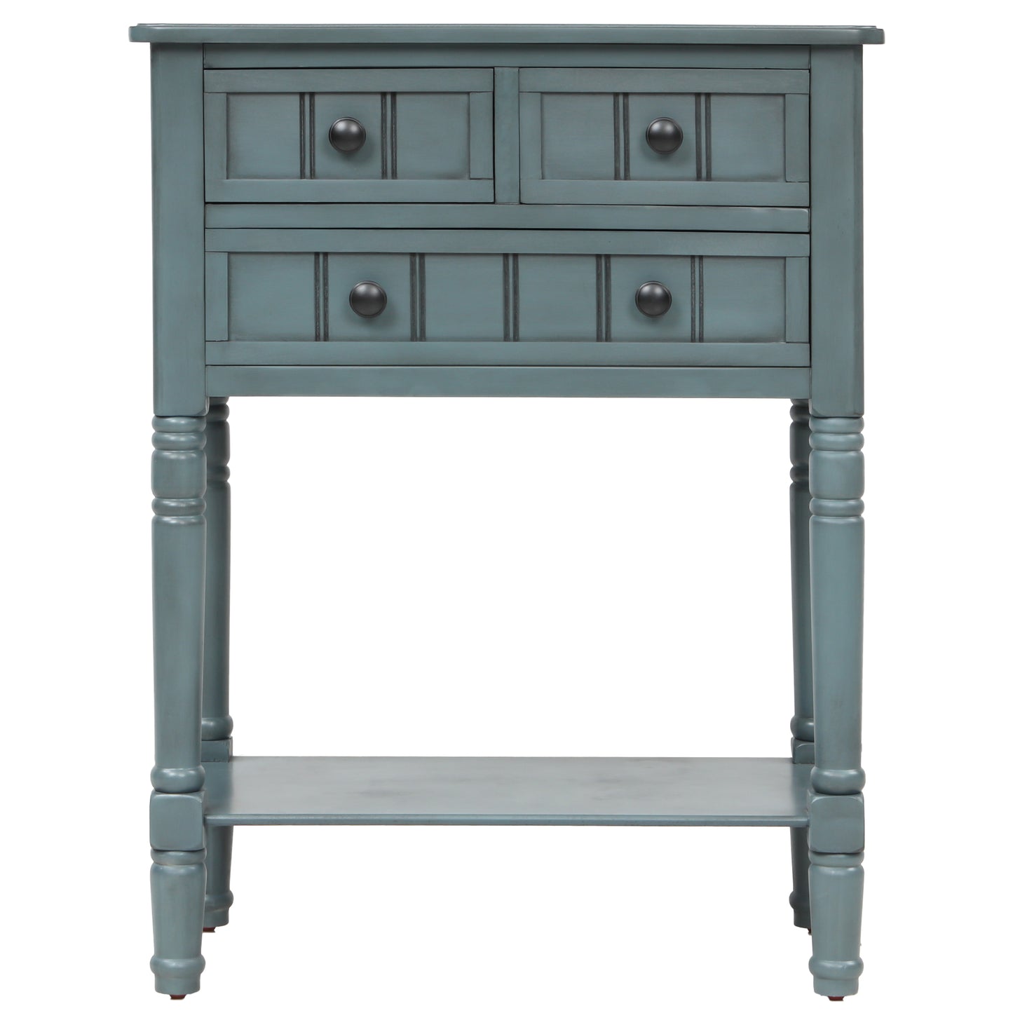 Vimora™ - Narrow Console Table with Storage Drawers and Bottom Shelf in Navy