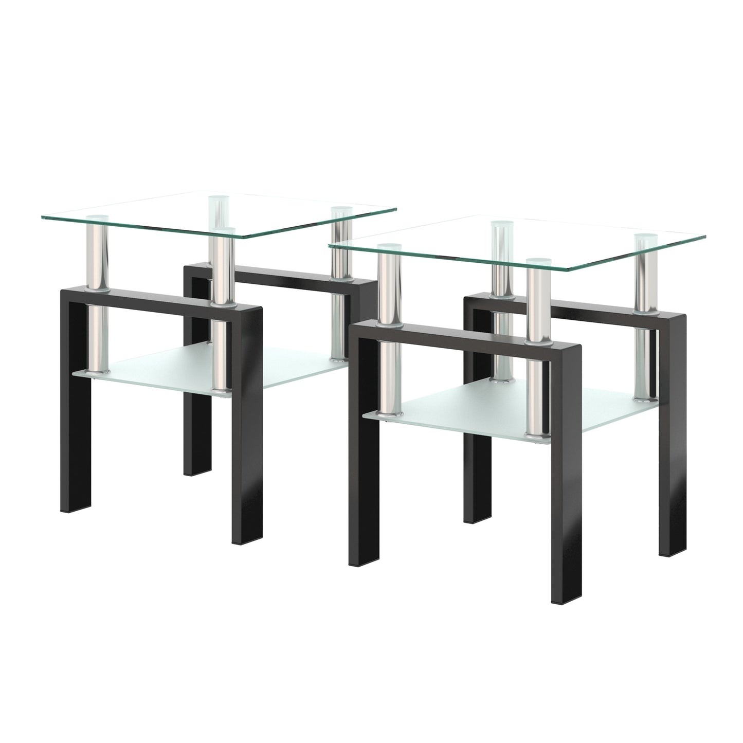 Vimora™ - Modern Tempered Glass Square Coffee Table (Set of 2)