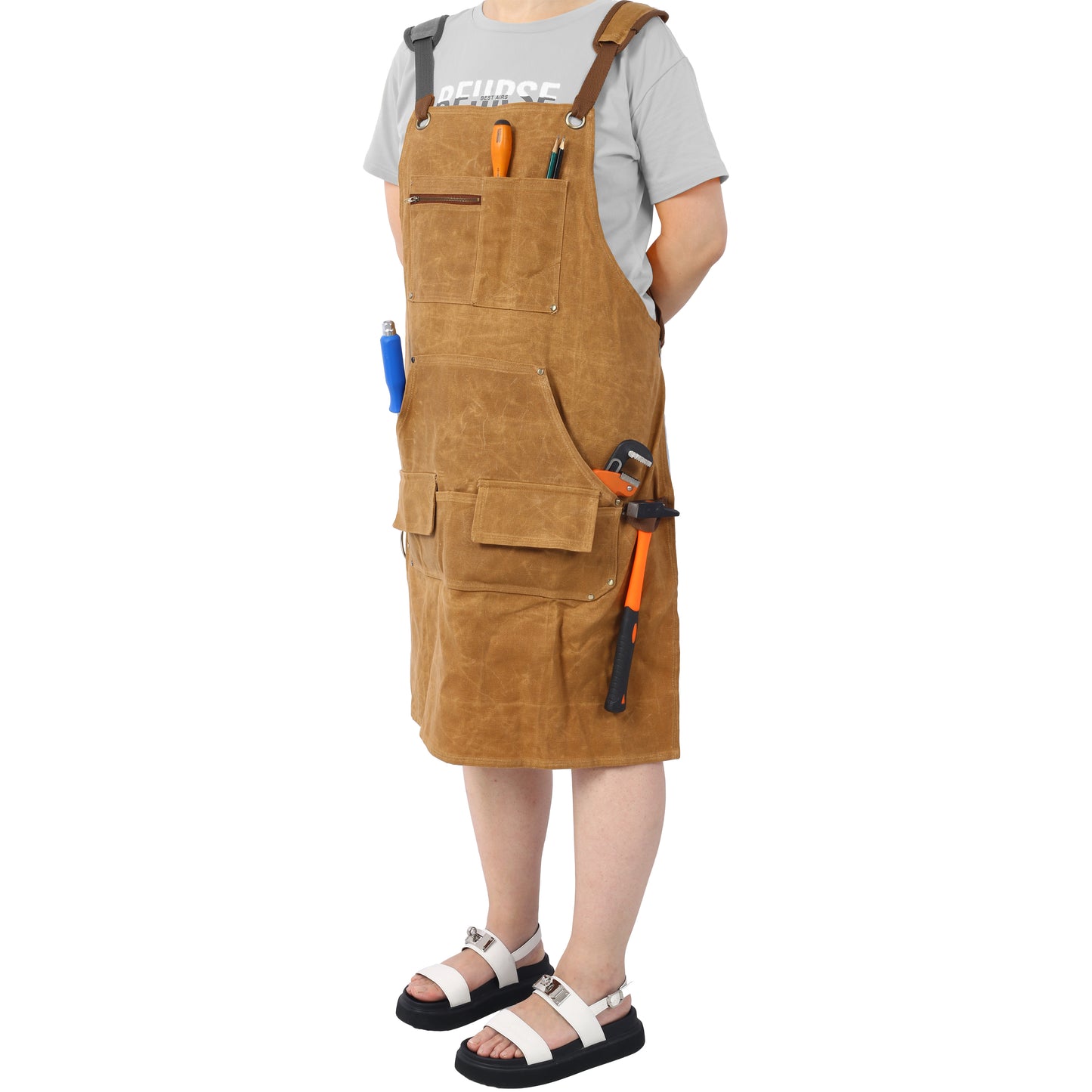 Vimora™ - Heavy-Duty Waxed Canvas Tool Apron, Fully Adjustable & Water-Resistant