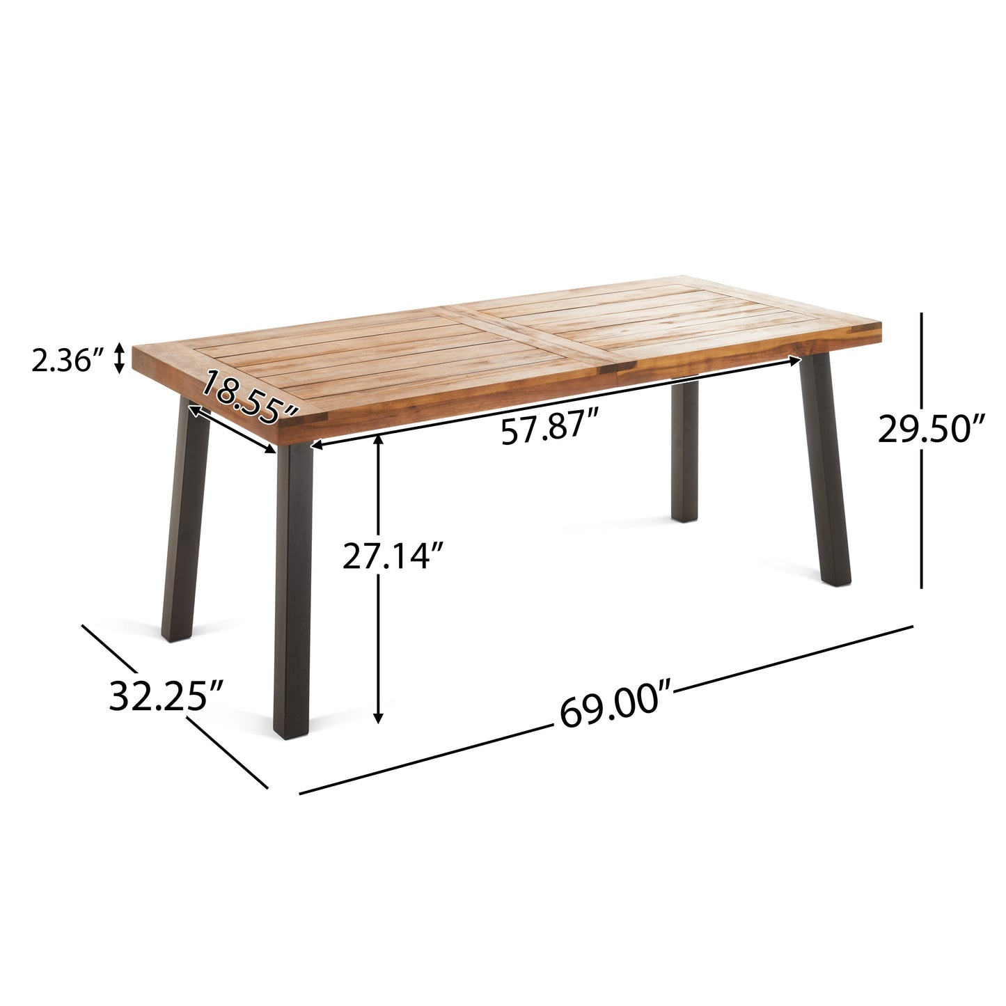 Vimora™ - Modern Industrial Teak Acacia Wood Dining Table with Metal Frame