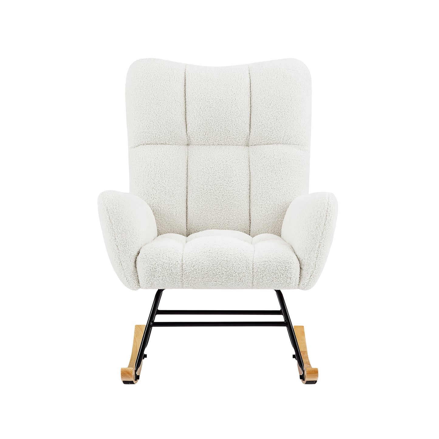Vimora™ - Off White Teddy Fabric Rocking Chair with Metal Frame and Comfortable Design