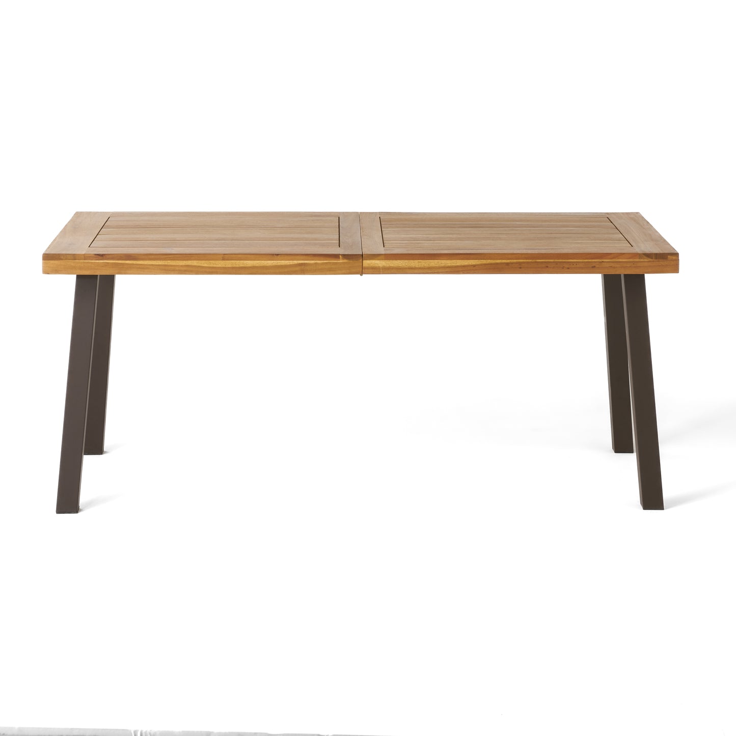 Vimora™ - Acacia Wood Dining Table with Rustic Metal Legs, Natural Brown Grey Finish