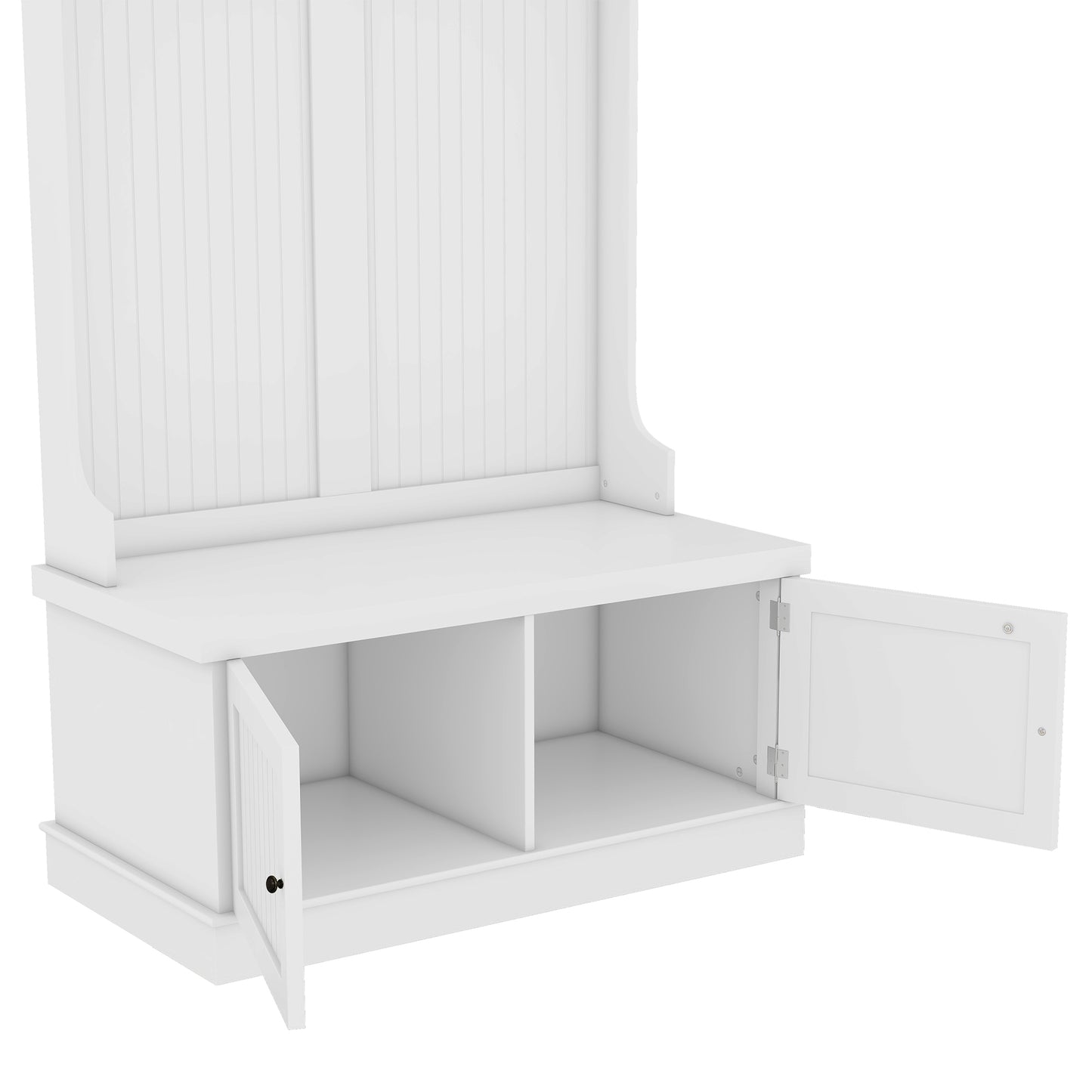 Vimora™ - White Hall Tree with Storage Shoe Bench and Coat Racks