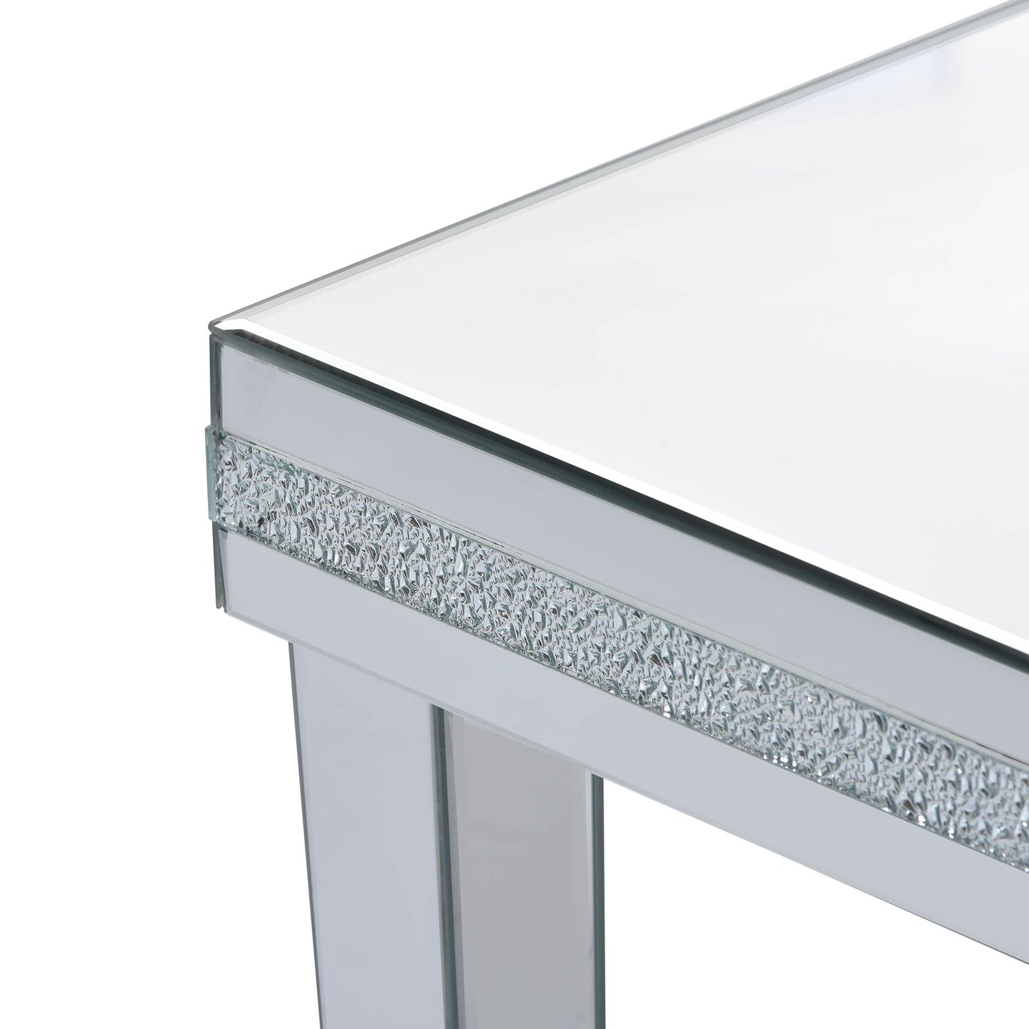Sofia™️ - Modern Glass Mirrored Coffee Table with Crystal Design and Adjustable Height Legs