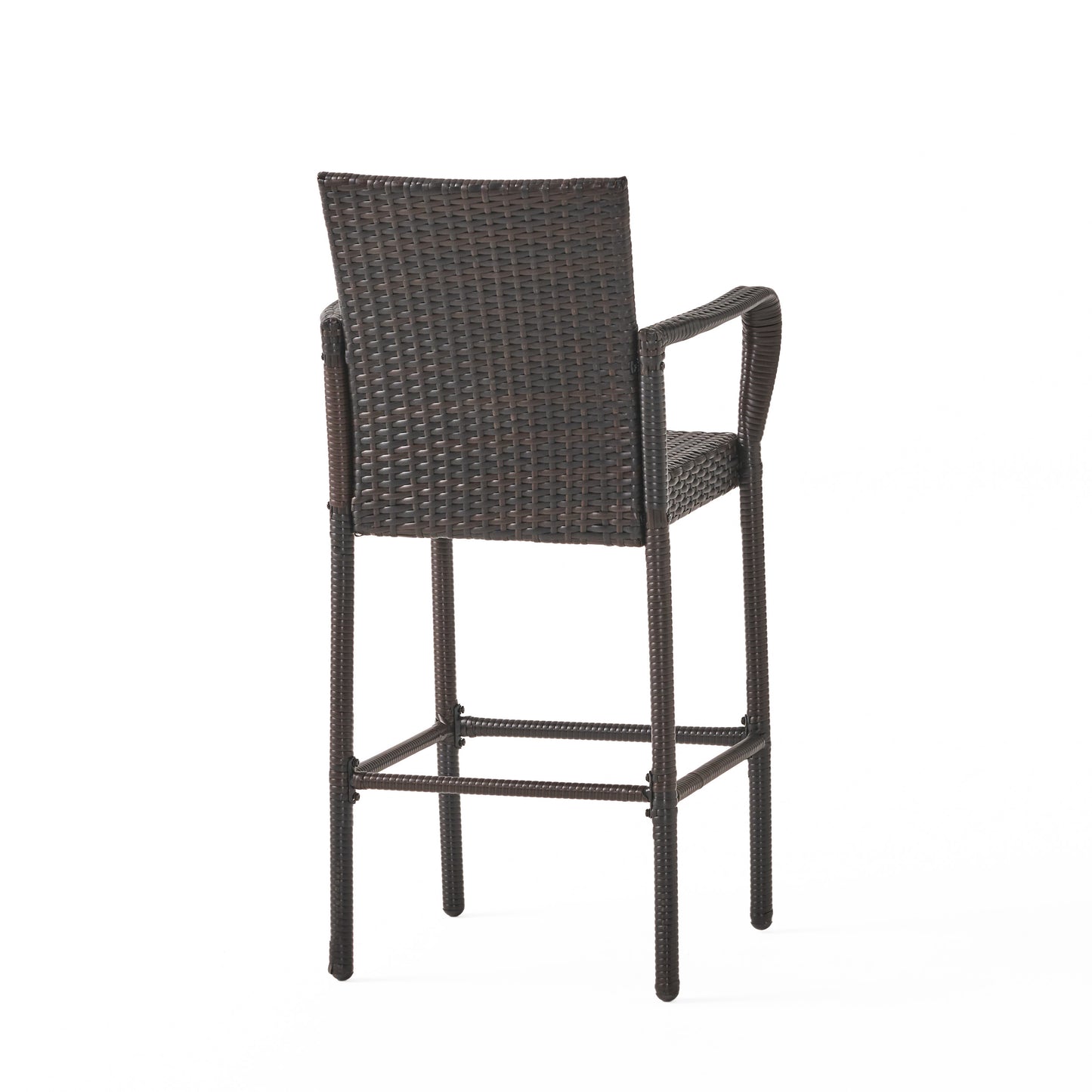 LITTLETON™ - Modern Outdoor Barstool Set with Faux Rattan and Iron Frame