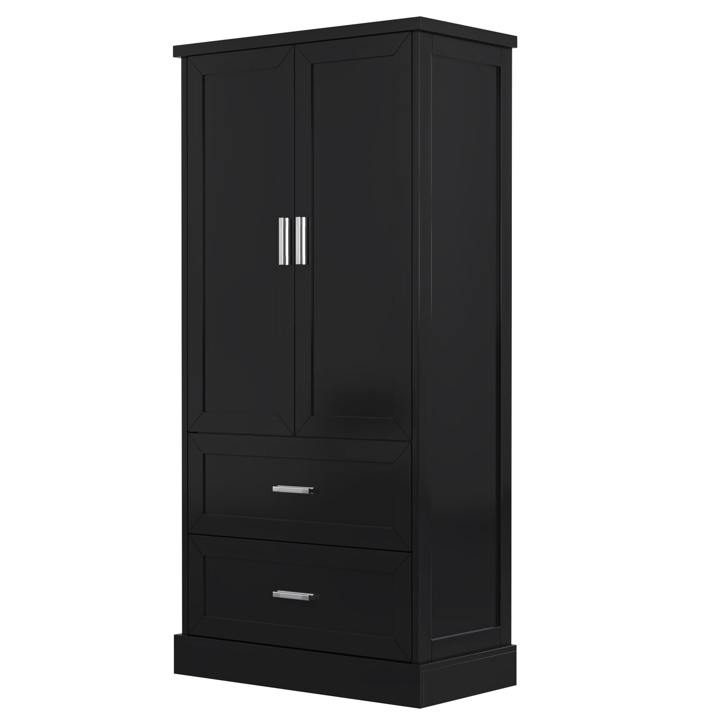 Vimora™ - Tall Black Bathroom Storage Cabinet with Doors, Drawers & Adjustable Shelf