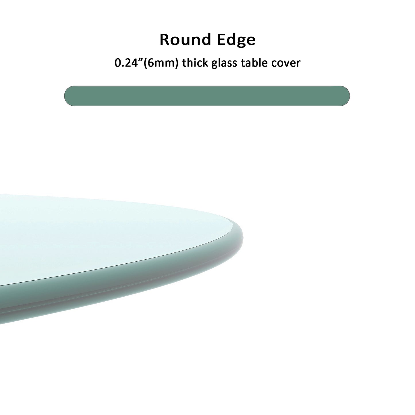 Vimora™ - 20" Round Tempered Clear Glass Table Top with Polished Edge