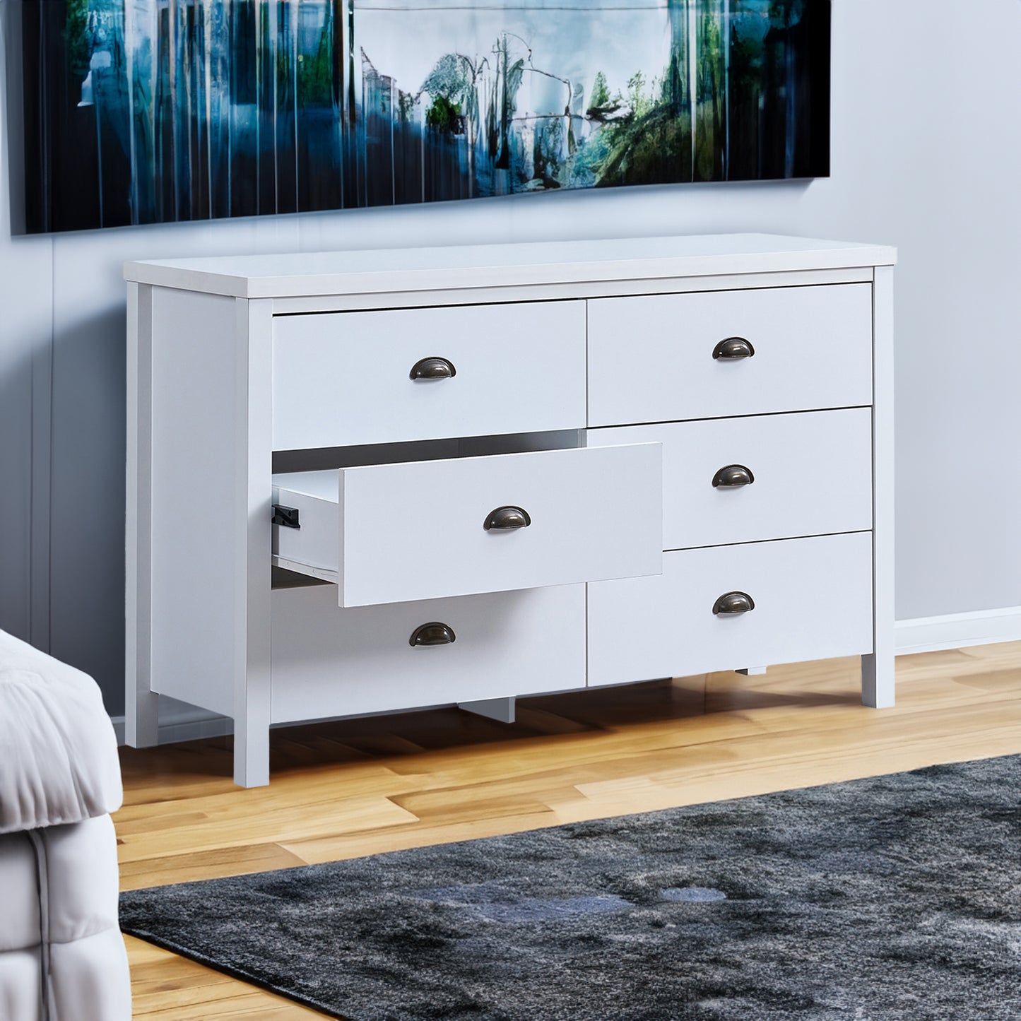 Vimora™ - Classic White 6-Drawer Dresser with Interlocking Function and Easy Assembly