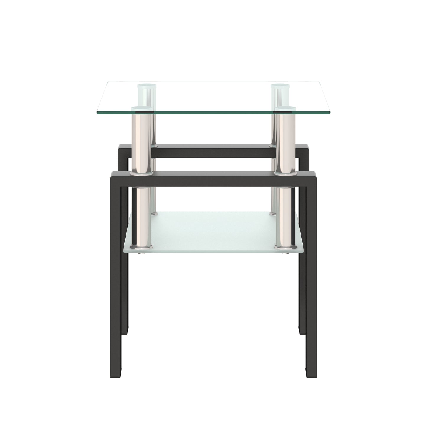 Liam™️ - Modern Tempered Glass Square Coffee Table for Living Room - Transparent/Black