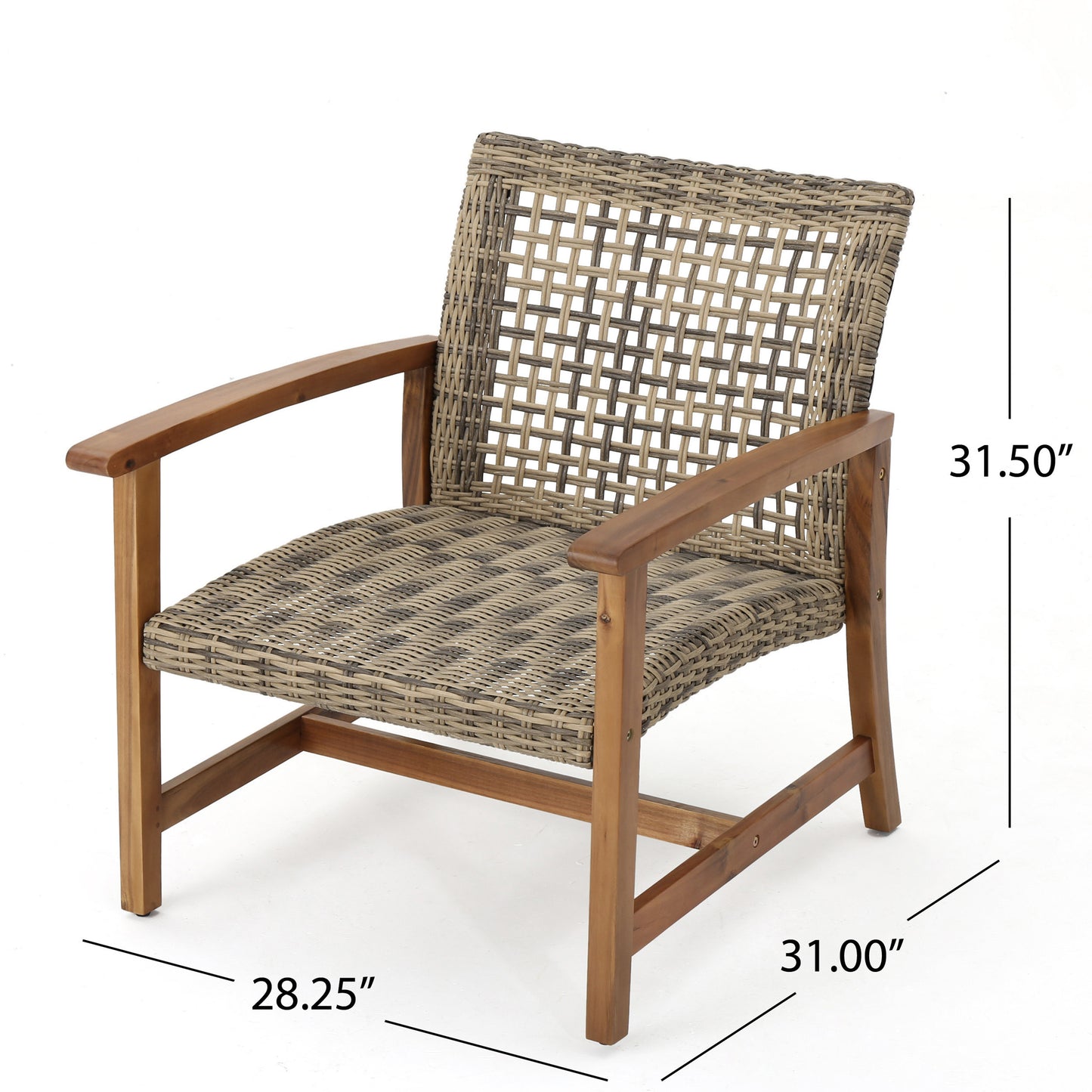 Hampton™ - Stylish Natural Grey Wooden & Wicker Outdoor Club Chairs Set of 2