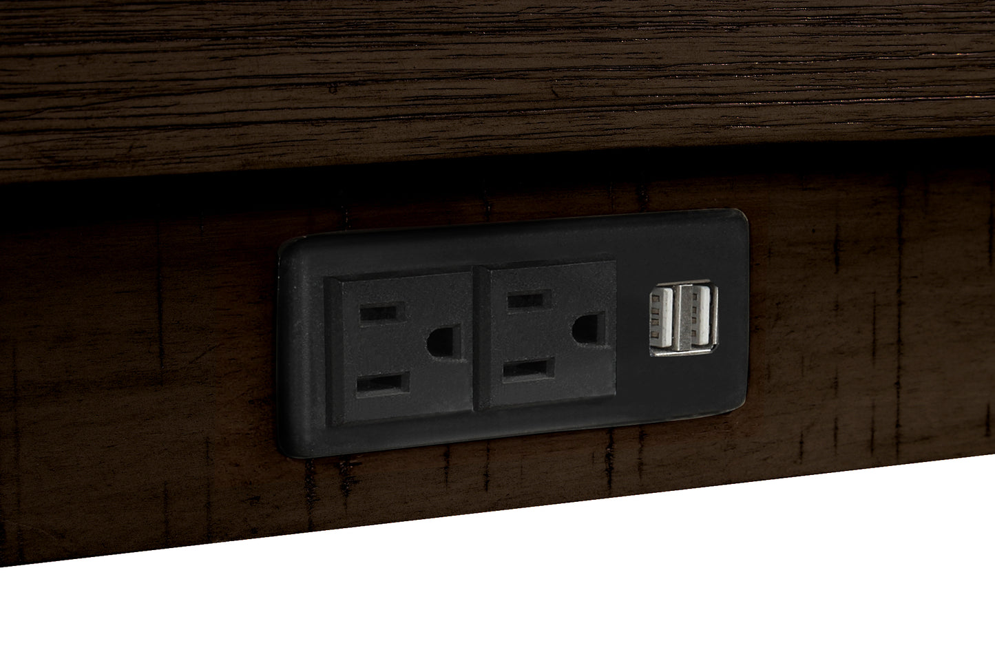 Vimora™ - Rustic Brown Counter Height Dining Set with Padded Stools and Built-in Charging