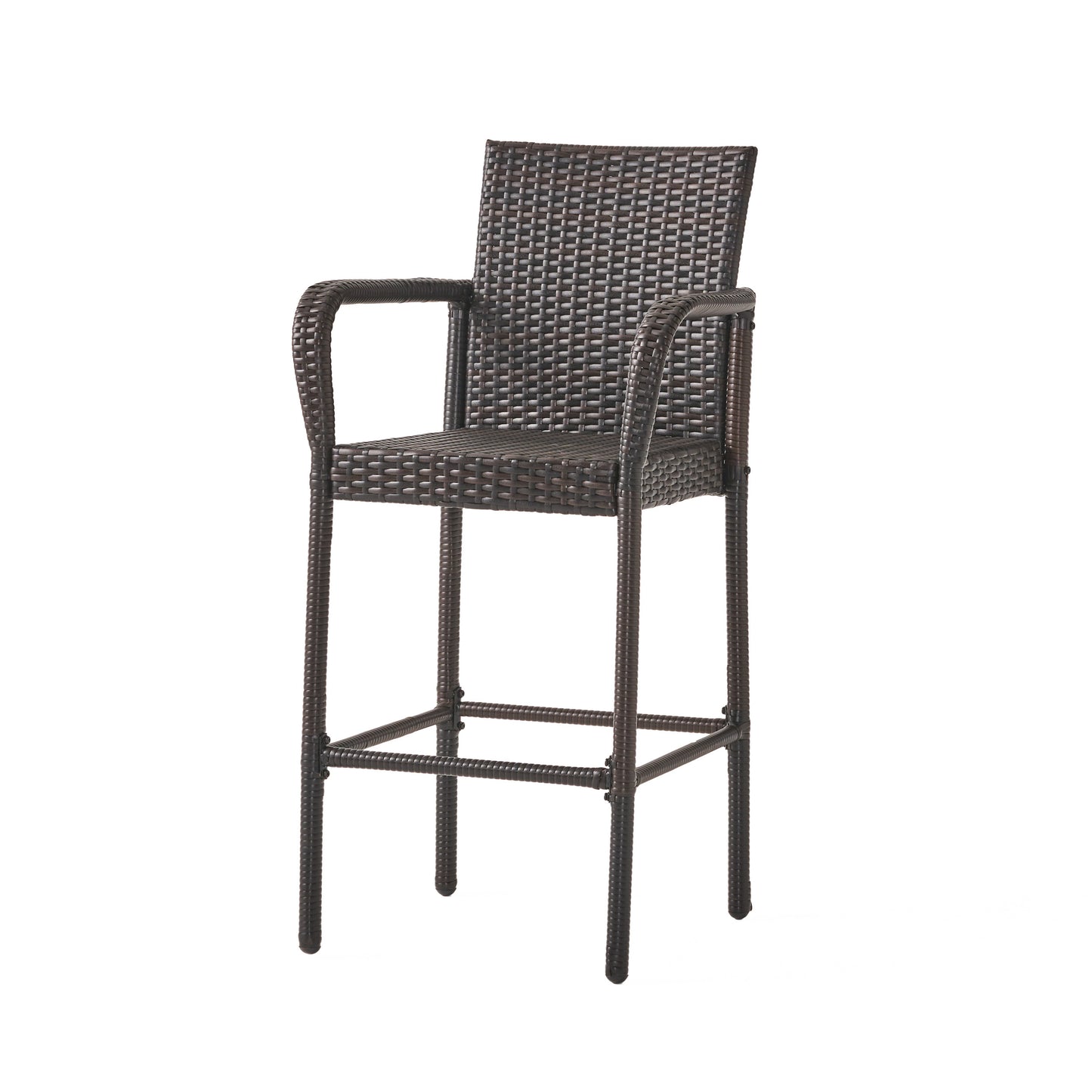 LITTLETON™ - Modern Outdoor Barstool Set with Faux Rattan and Iron Frame