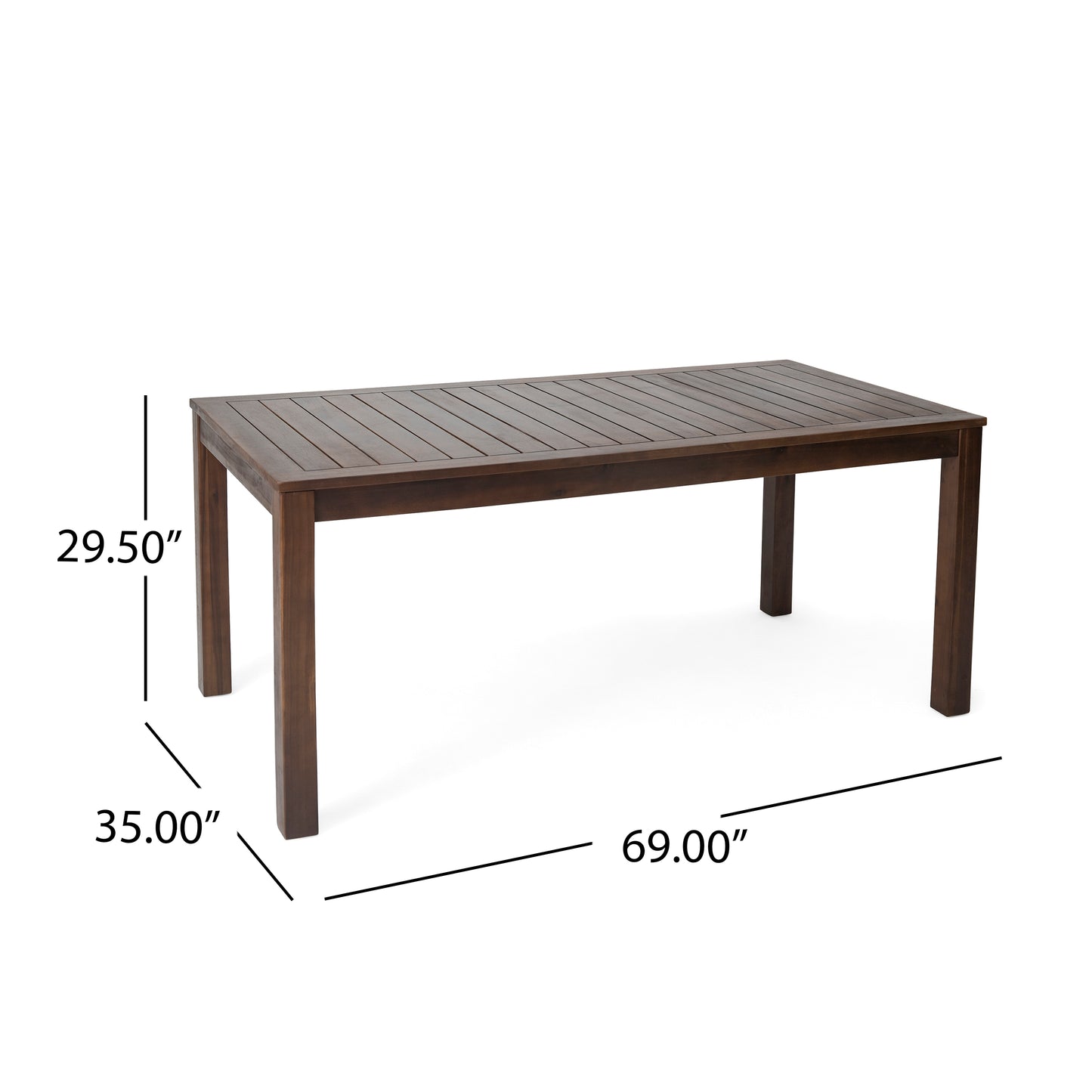 Vimora™ - Dark Brown Acacia Wood 69'' Outdoor Dining Table