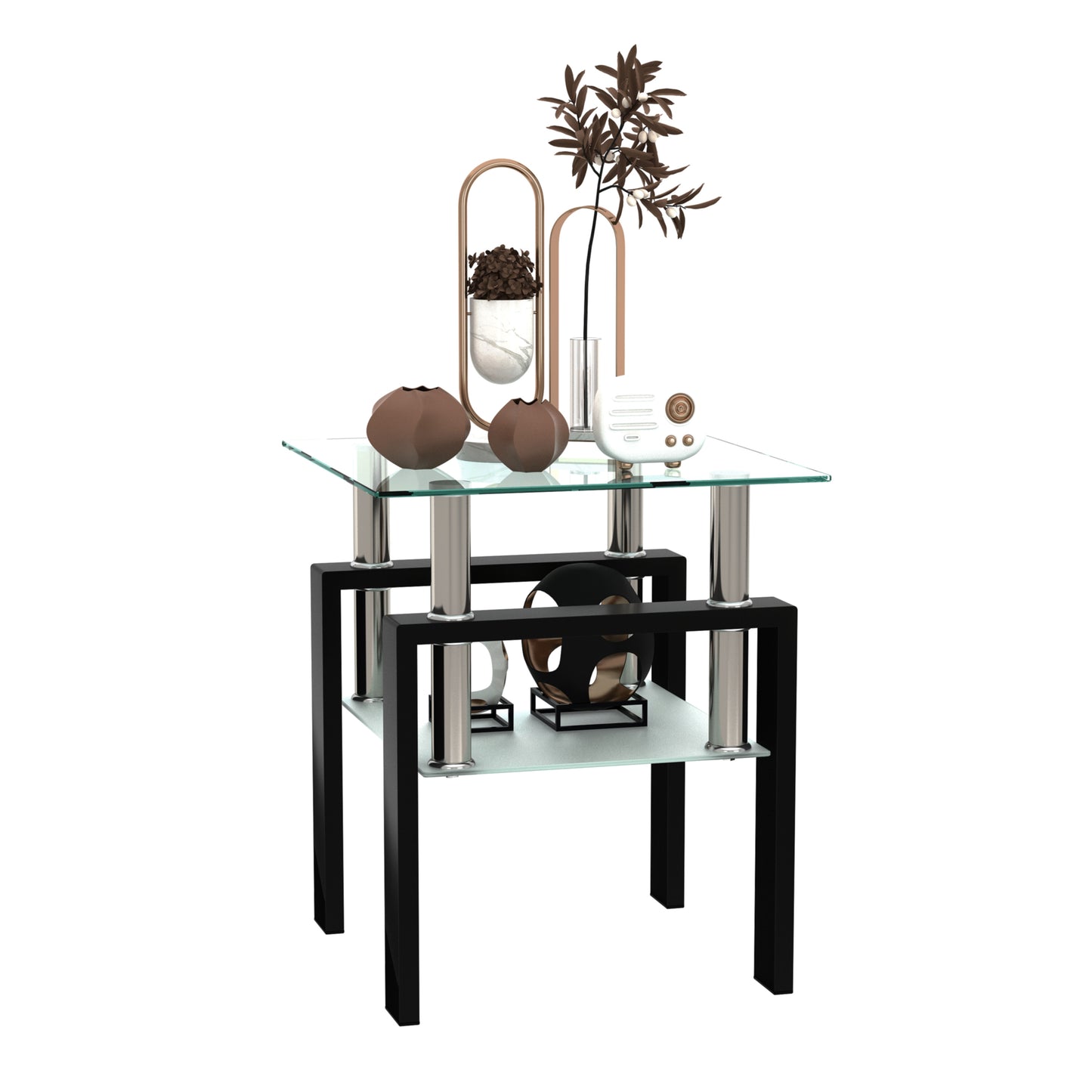 Liam™️ - Modern Tempered Glass Square Coffee Table for Living Room - Transparent/Black