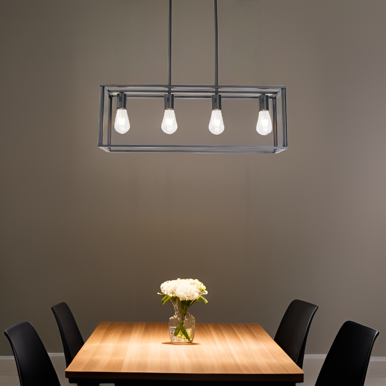 Vimora™ - Industrial Vintage 4-Light Black Pendant Chandelier with Open Cage Design