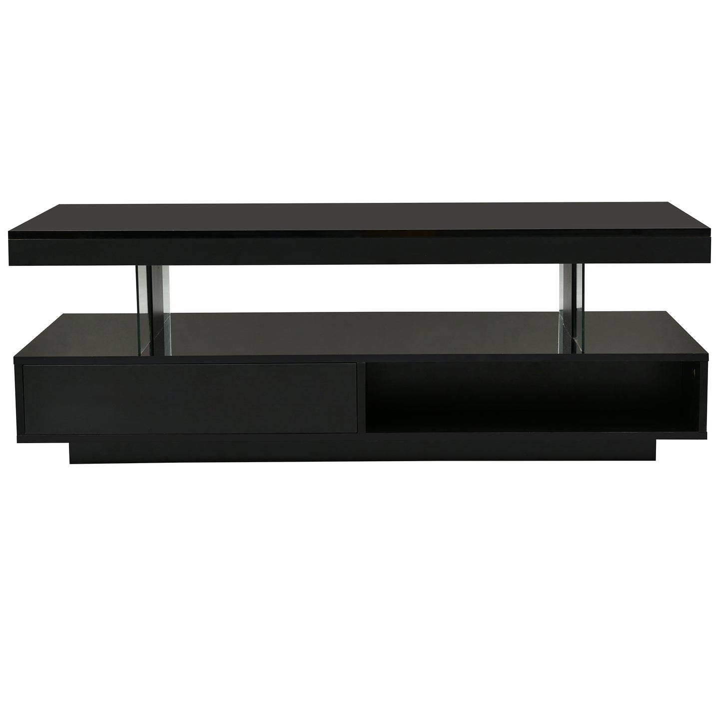 Vimora™ - Modern LED Coffee Table with Storage, 2 Drawers & Display Rack (Black)