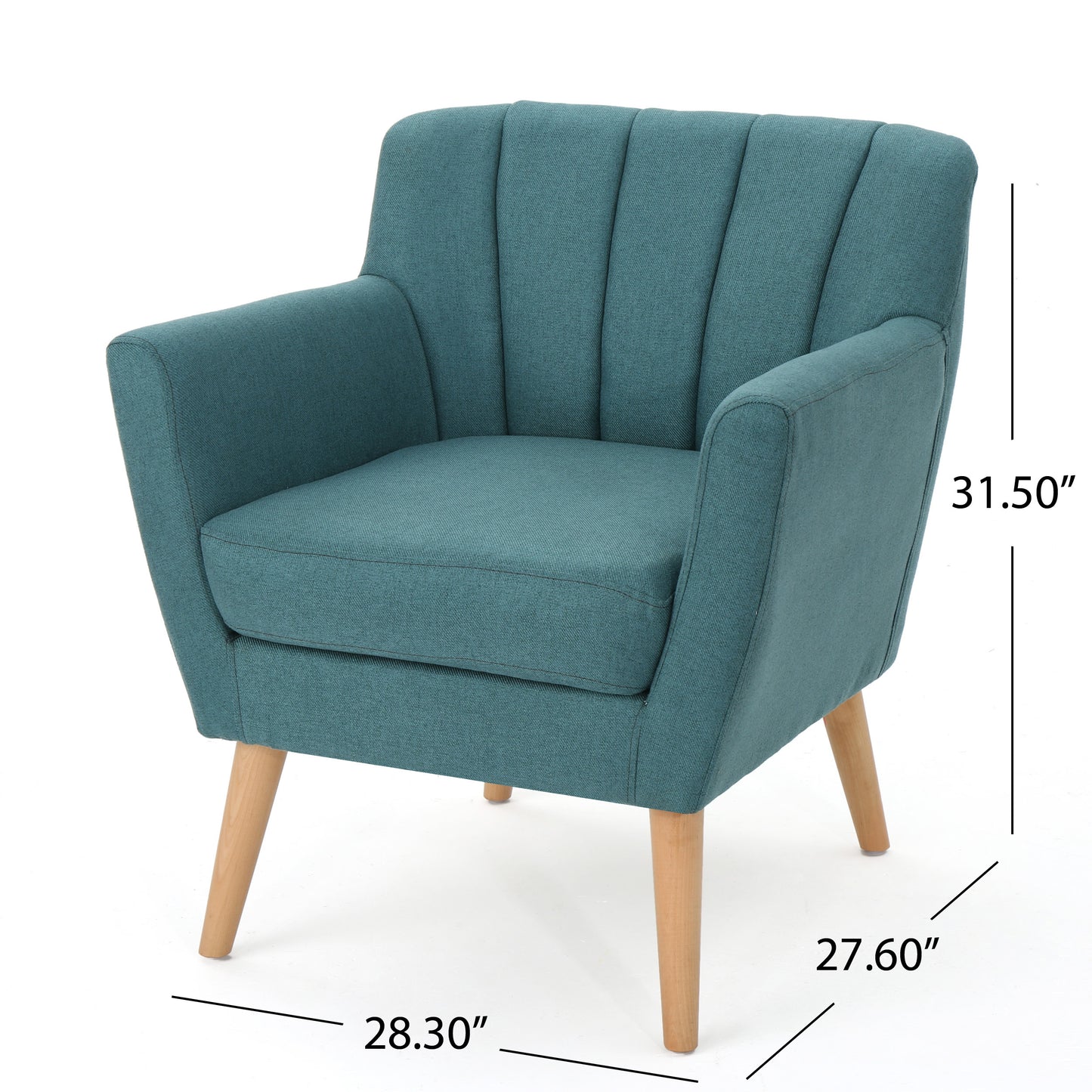 Vimora™ - Mid Century Modern Teal Fabric Club Chair with Birch Wood Legs