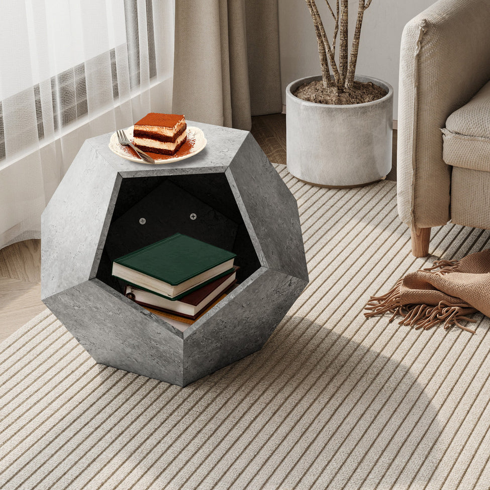 Lina™ Modern Cat Litter Box Furniture – Stylish Side Table & Multi-Use Pet House (Cement Gray)