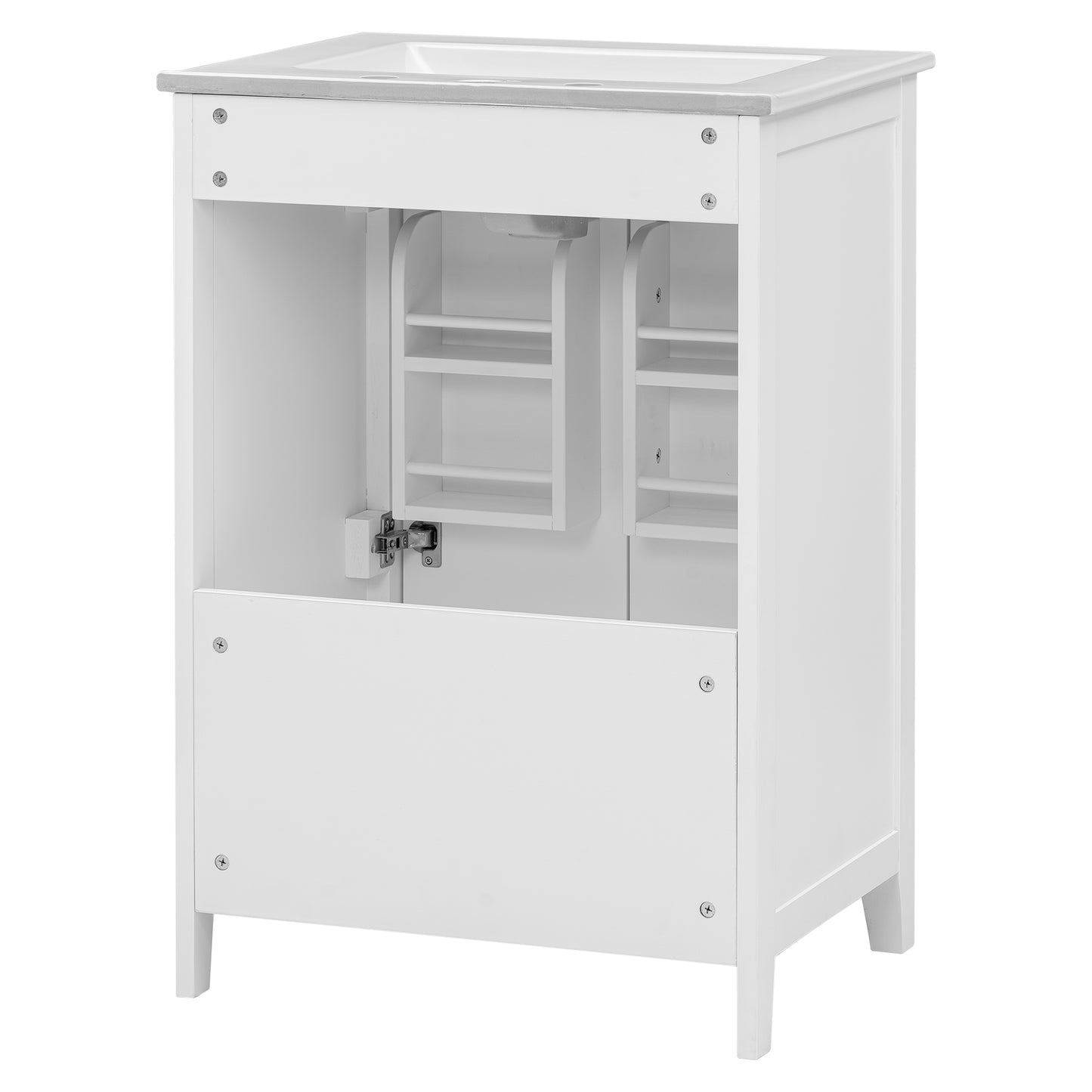 Vimora™ - 24" White Bathroom Vanity with Sink, Solid Wood & MDF, Ample Storage, Modern Design