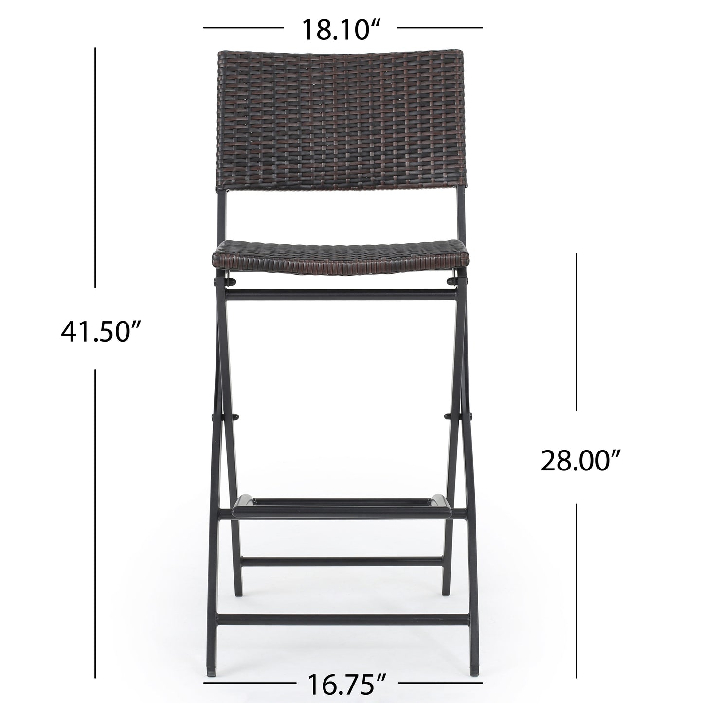 Vimora™ - Outdoor Foldable Wicker Barstools, Faux Rattan Patio Chairs, Brown Multi (Set of 2)