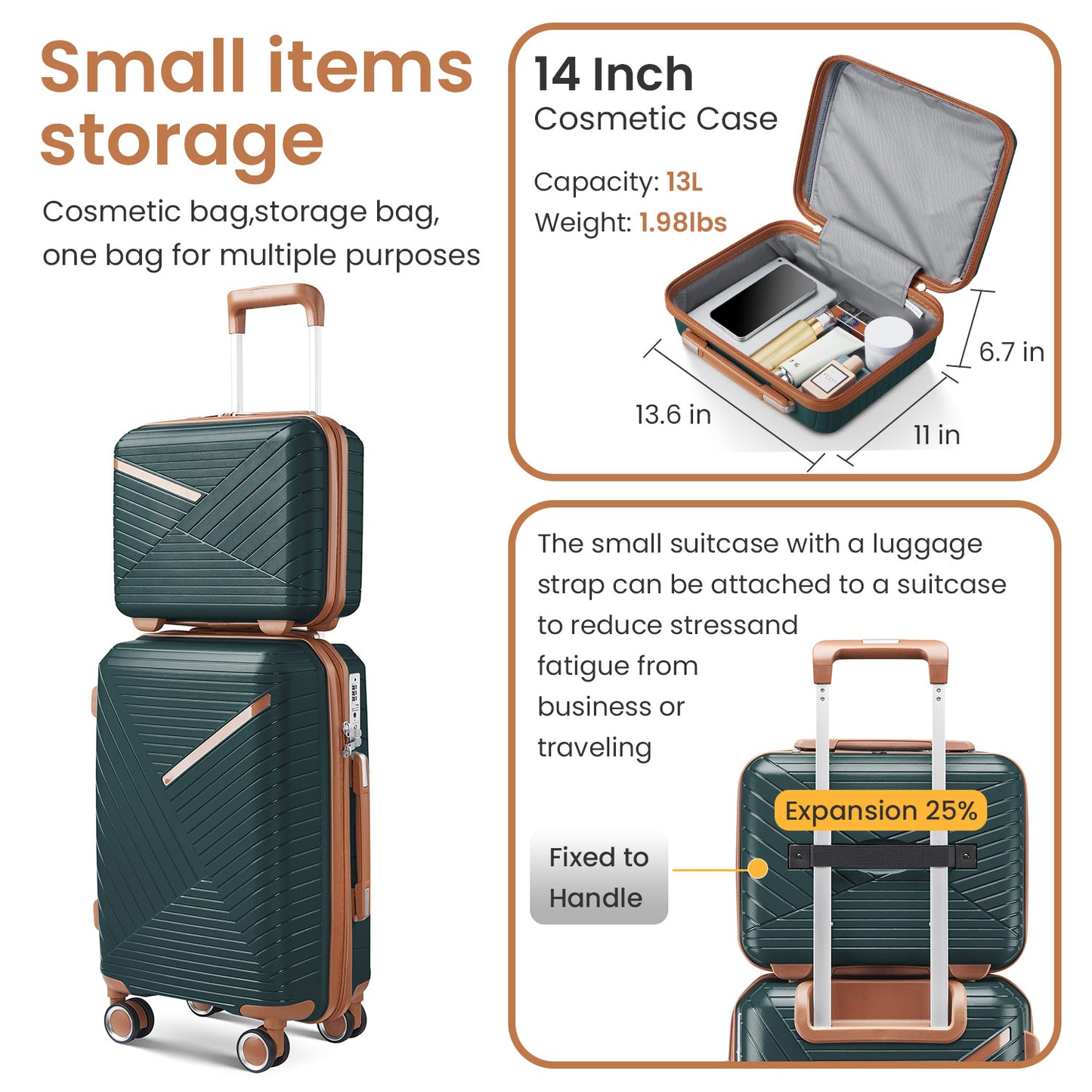 Vimora™ - Expandable Army Green Luggage Set with 360° Wheels & TSA Lock (4 Piece)