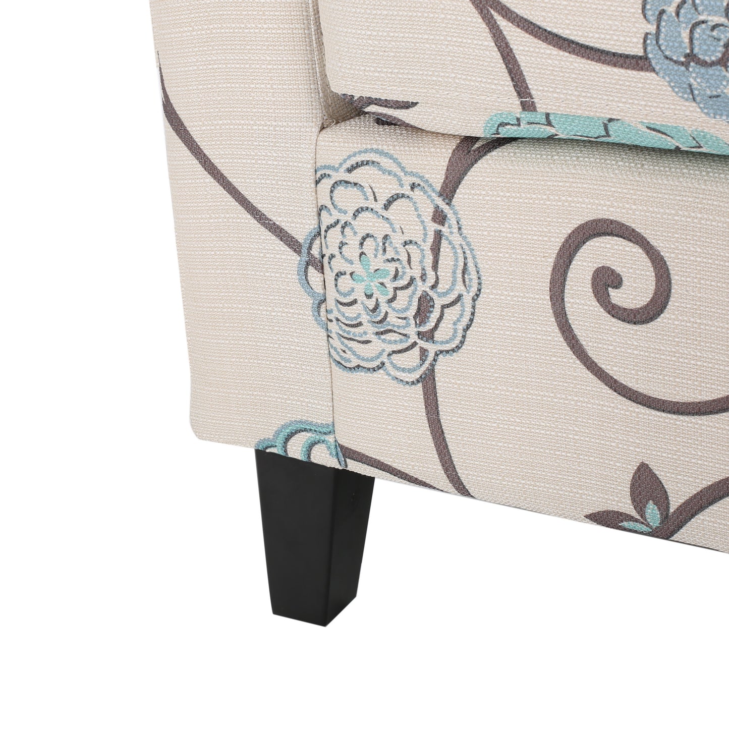 Vimora™ - White and Blue Fabric Club Chair with Birch Wood Legs