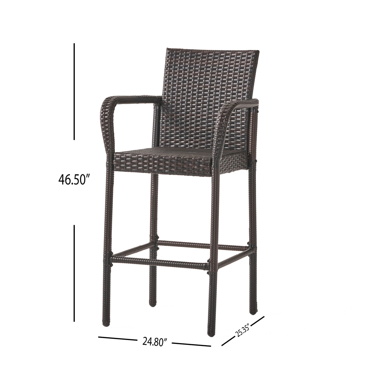 LITTLETON™ - Modern Outdoor Barstool Set with Faux Rattan and Iron Frame