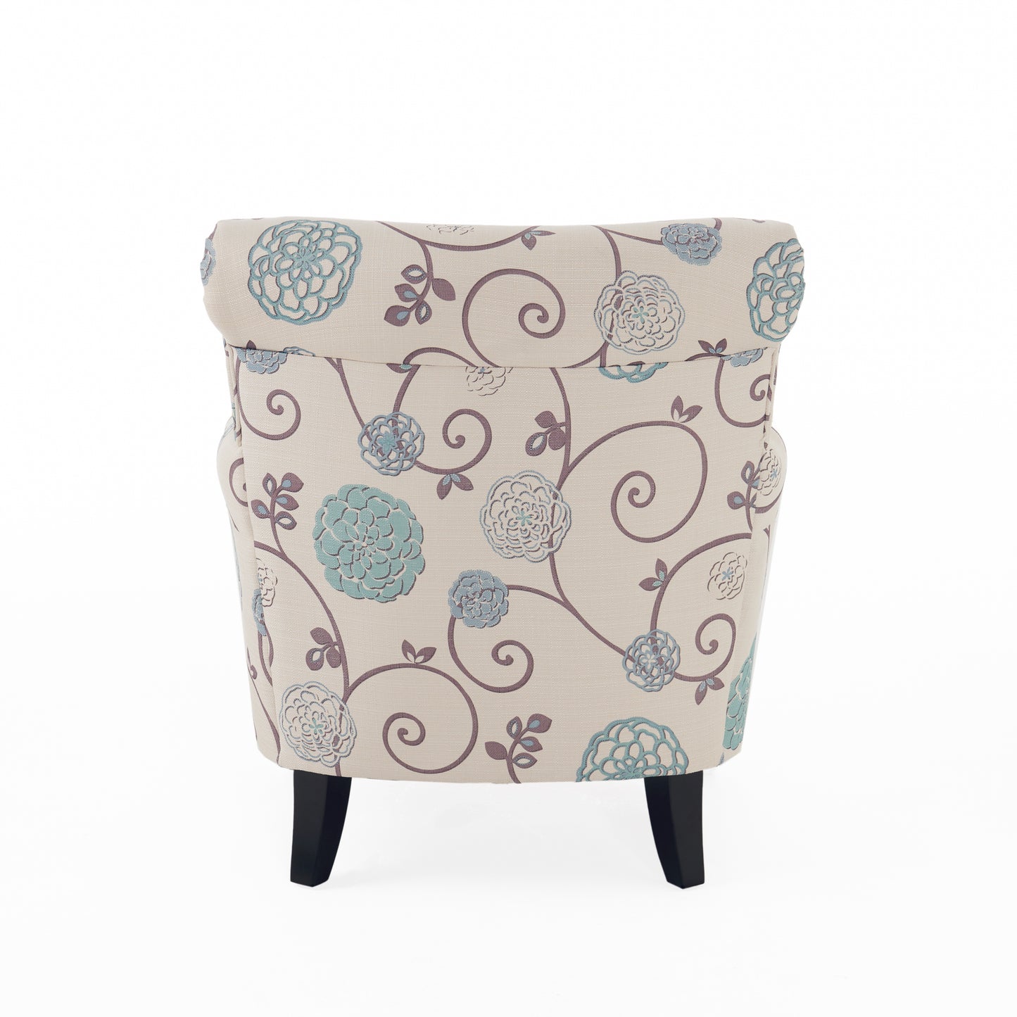 Vimora™ - Jasmine Club Chair in Blue Floral Fabric with Chic Rolled Armrests