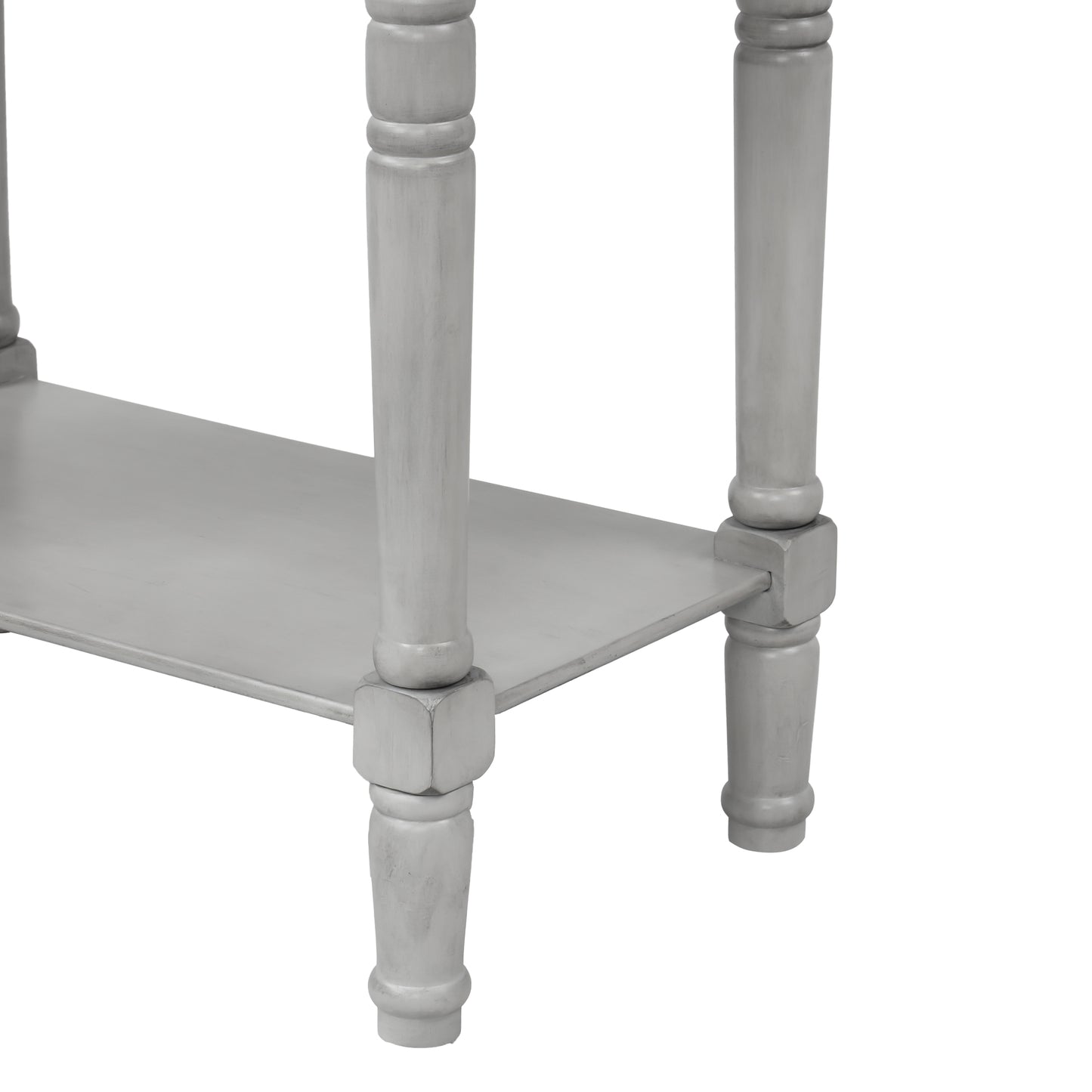 Luca™️ - Grey Washed Narrow Console Desk with 3 Drawers and Bottom Shelf for Living Room