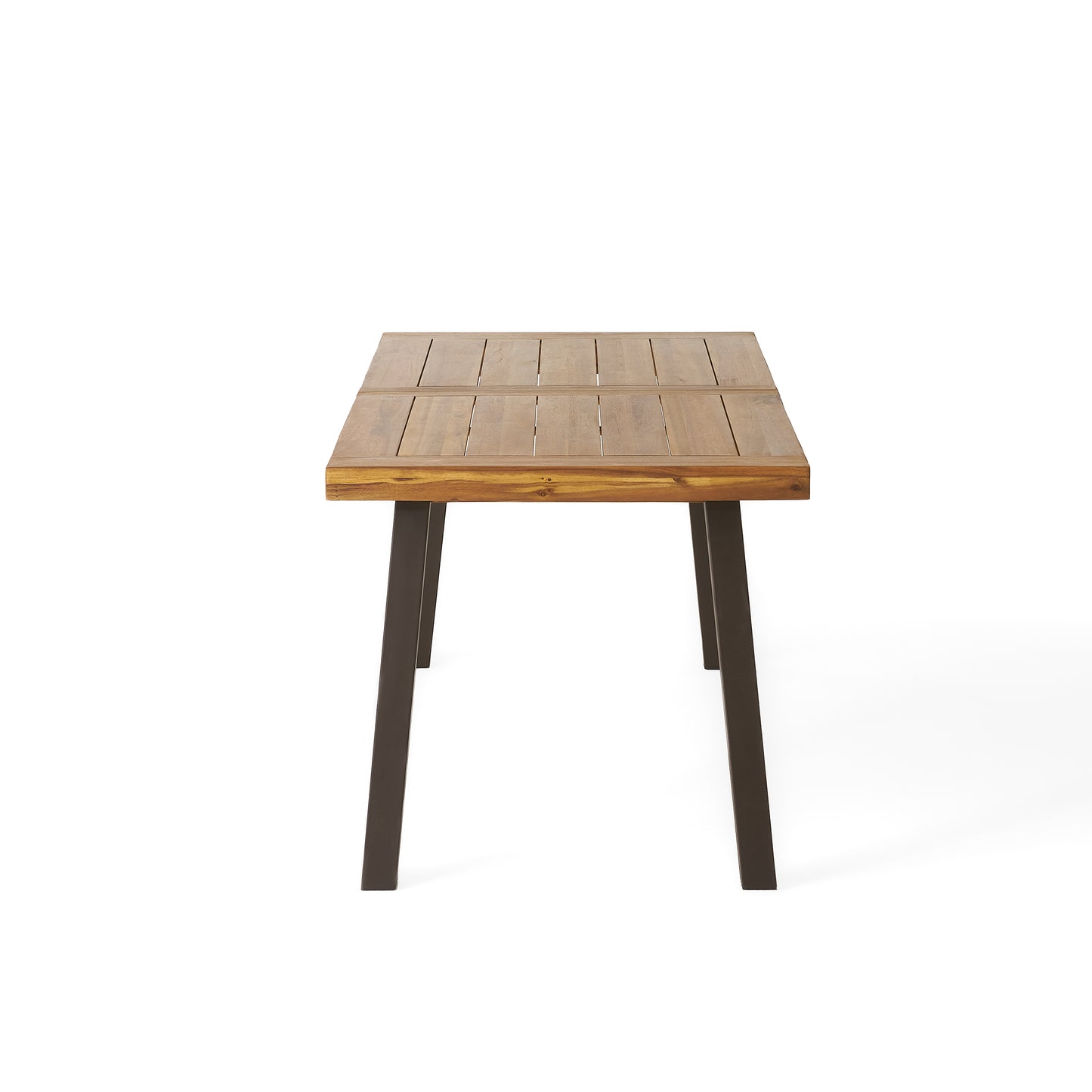 Vimora™ - Acacia Wood Dining Table with Rustic Metal Legs, Natural Brown Grey Finish