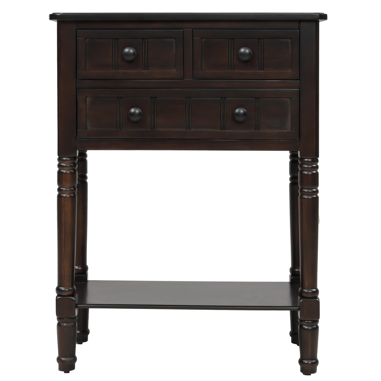 Sophie™️ - Narrow Console Desk with Storage Drawers and Bottom Shelf in Espresso