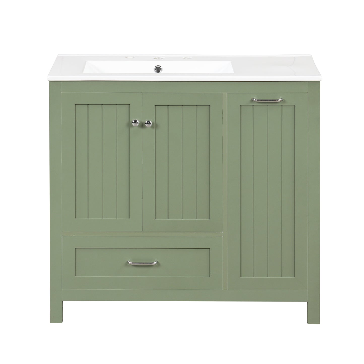 Vimora™ - 36-Inch Green Bathroom Vanity with Sink, Solid Wood & MDF, Modern Design, Ample Storage