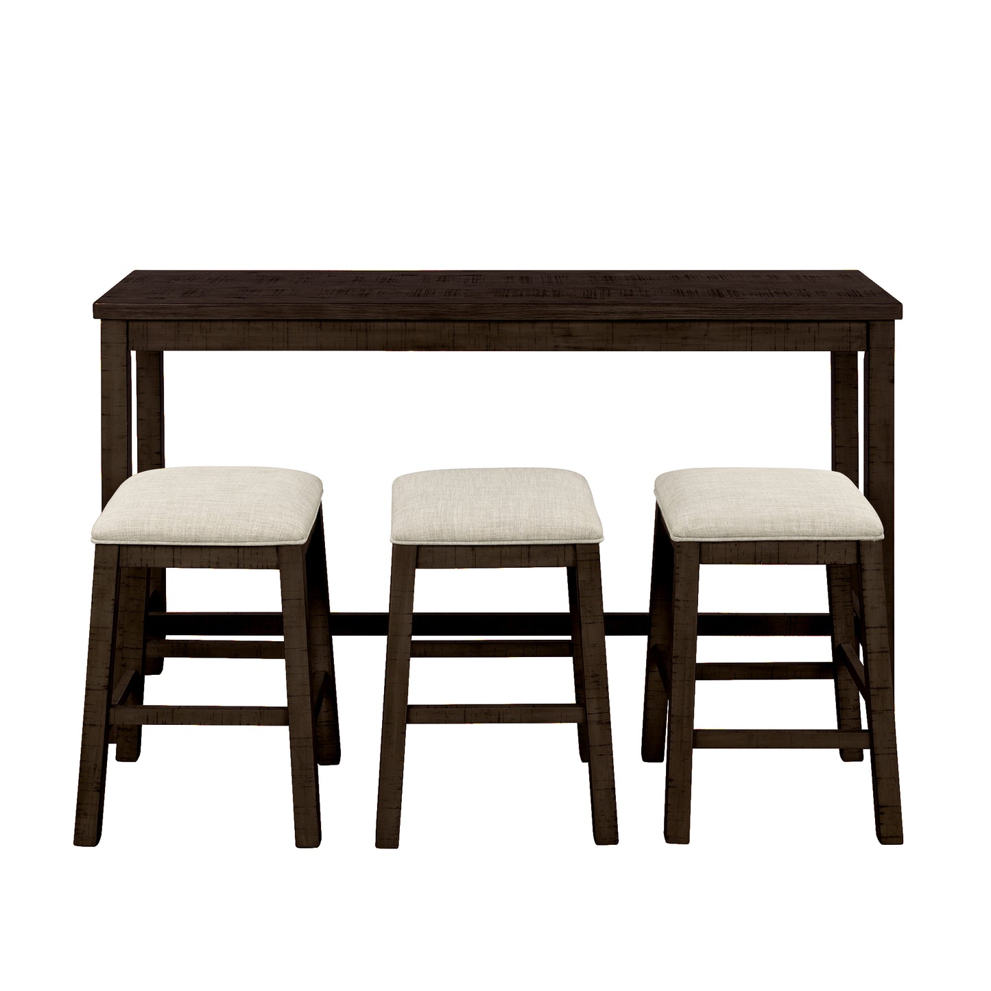 Vimora™ - Rustic Brown Counter Height Dining Set with Padded Stools and Built-in Charging