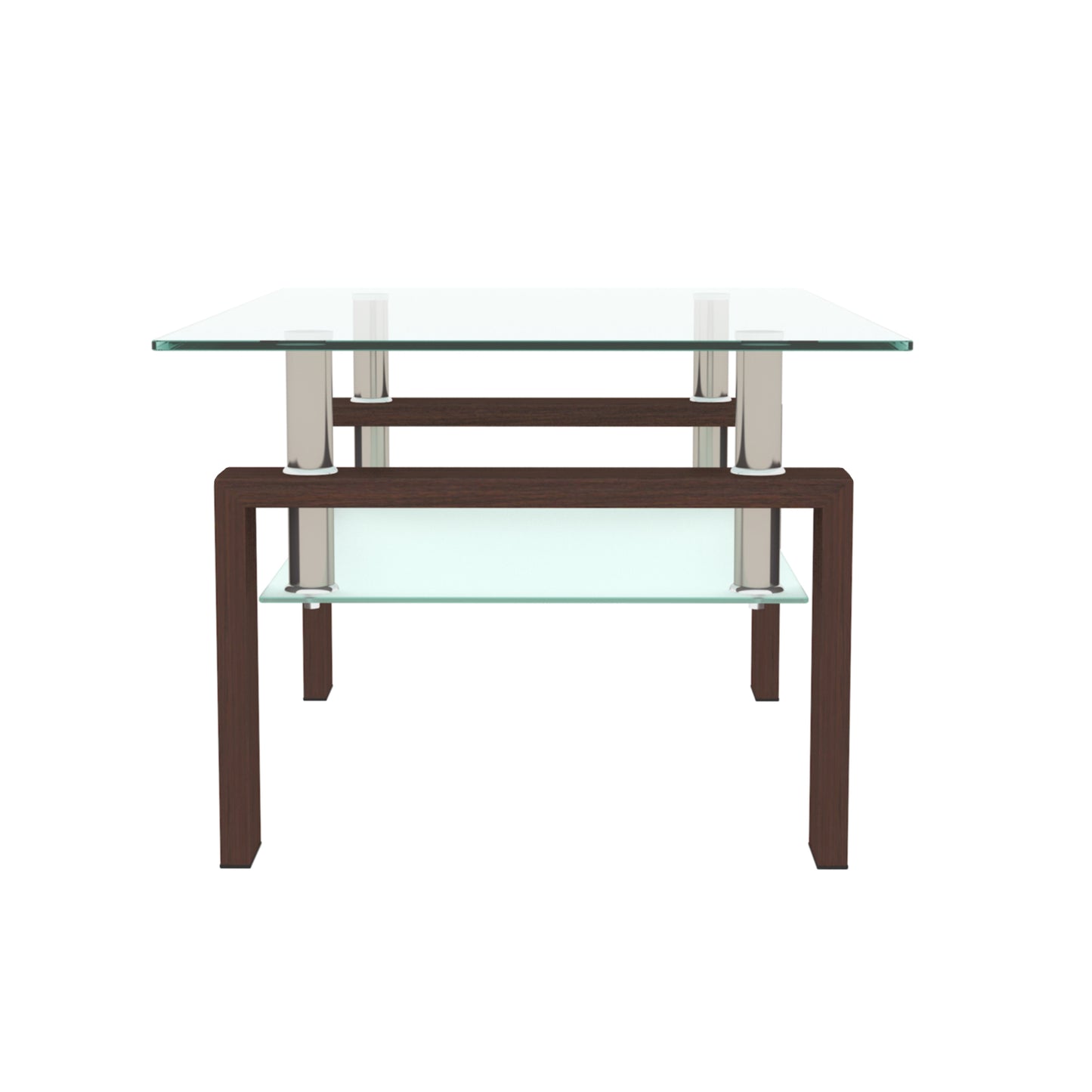 Vimora™ - Modern Rectangle Walnut Glass Coffee Table with Double Layer Storage
