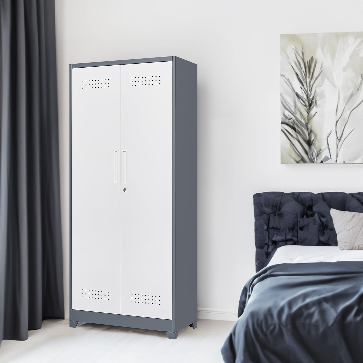Vimora™ - Lockable Metal Storage Cabinet, Tall Cleaning Tool Organizer