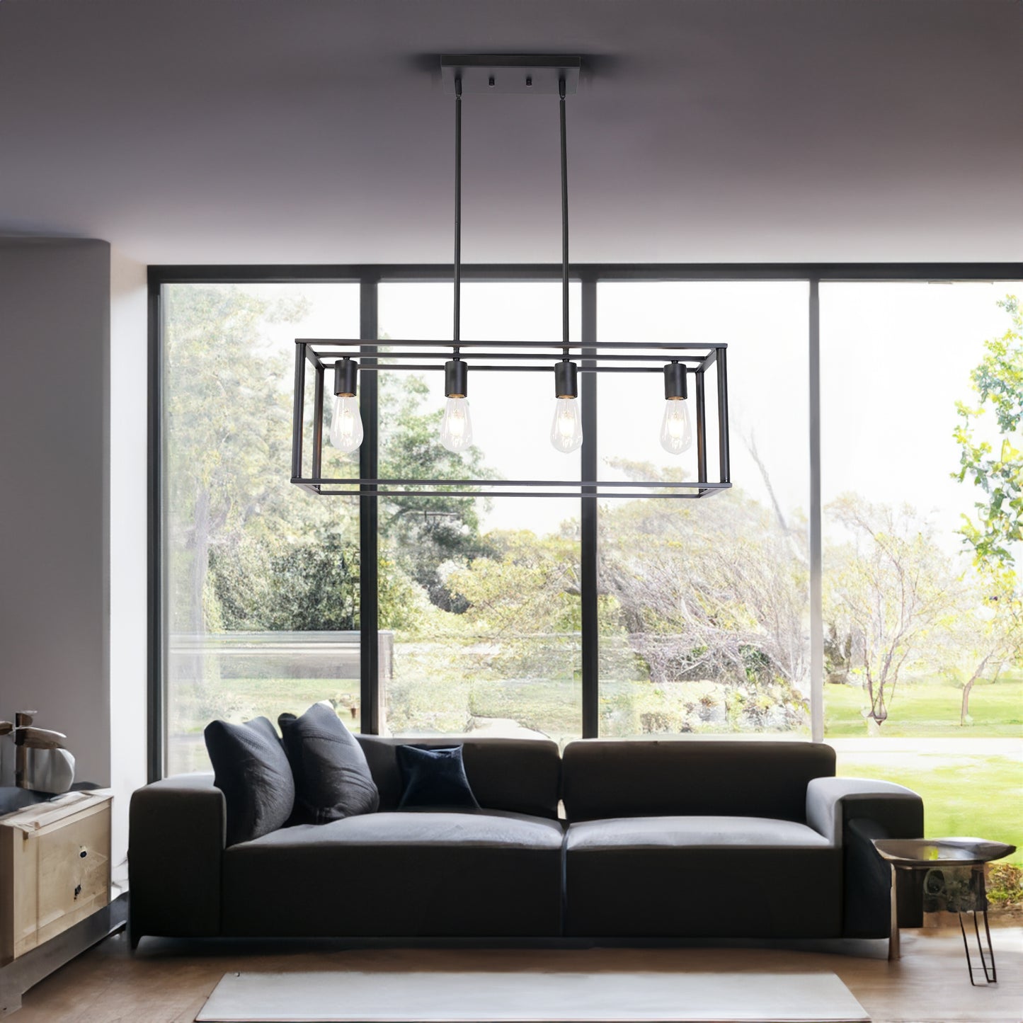 Vimora™ - Industrial Vintage 4-Light Black Pendant Chandelier with Open Cage Design