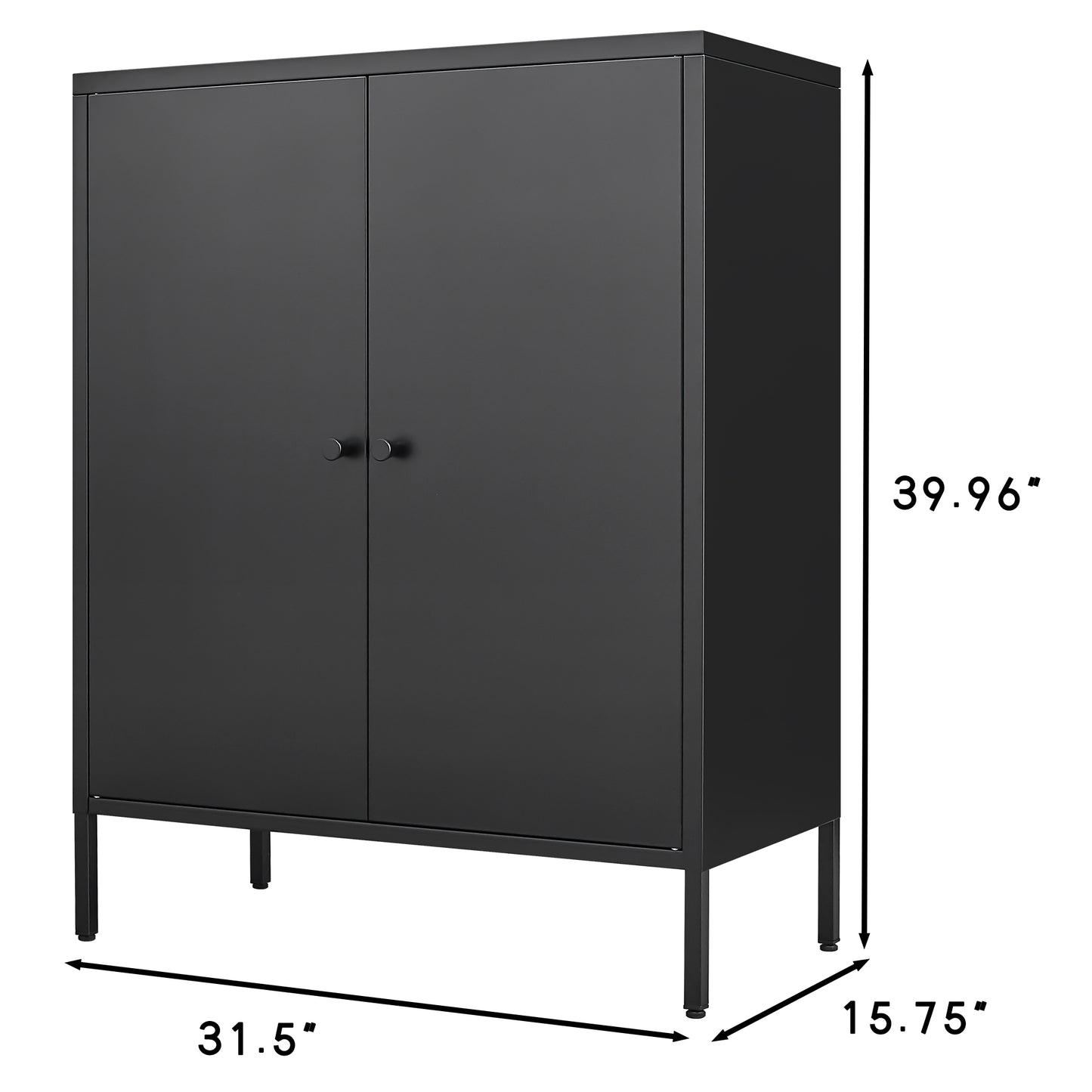Vimora™ - Kitchen Buffet Server Table with Doors, Metal Sideboard Console Cabinet in Black