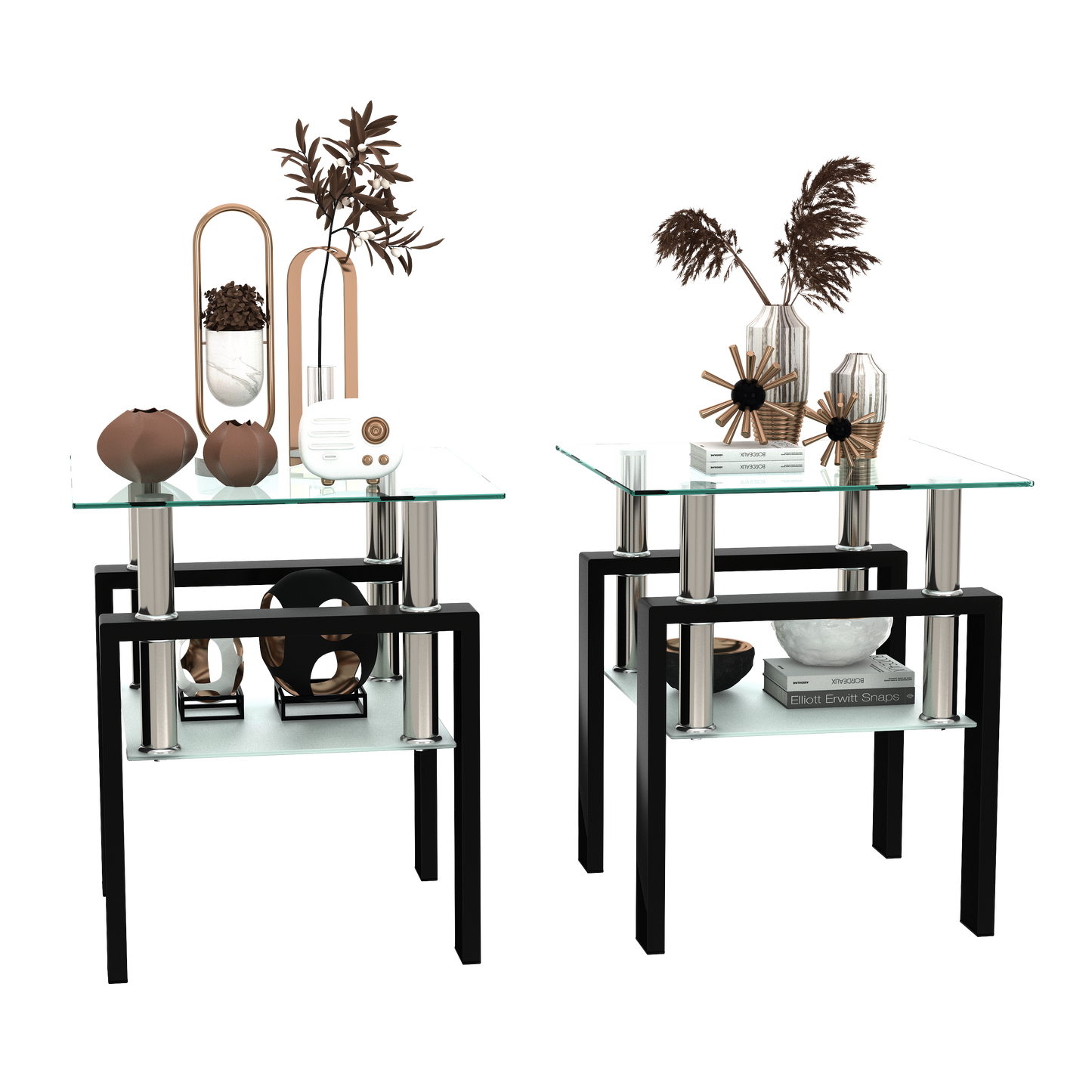 Vimora™ - Modern Tempered Glass Square Coffee Table (Set of 2)