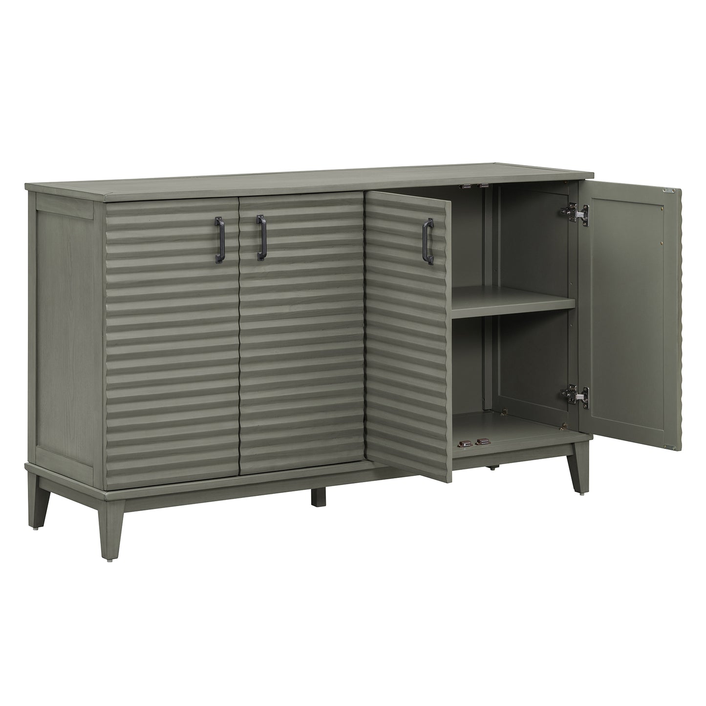 Vimora™ - Antique Gray 4-Door Sideboard with Adjustable Shelves and Metal Handles