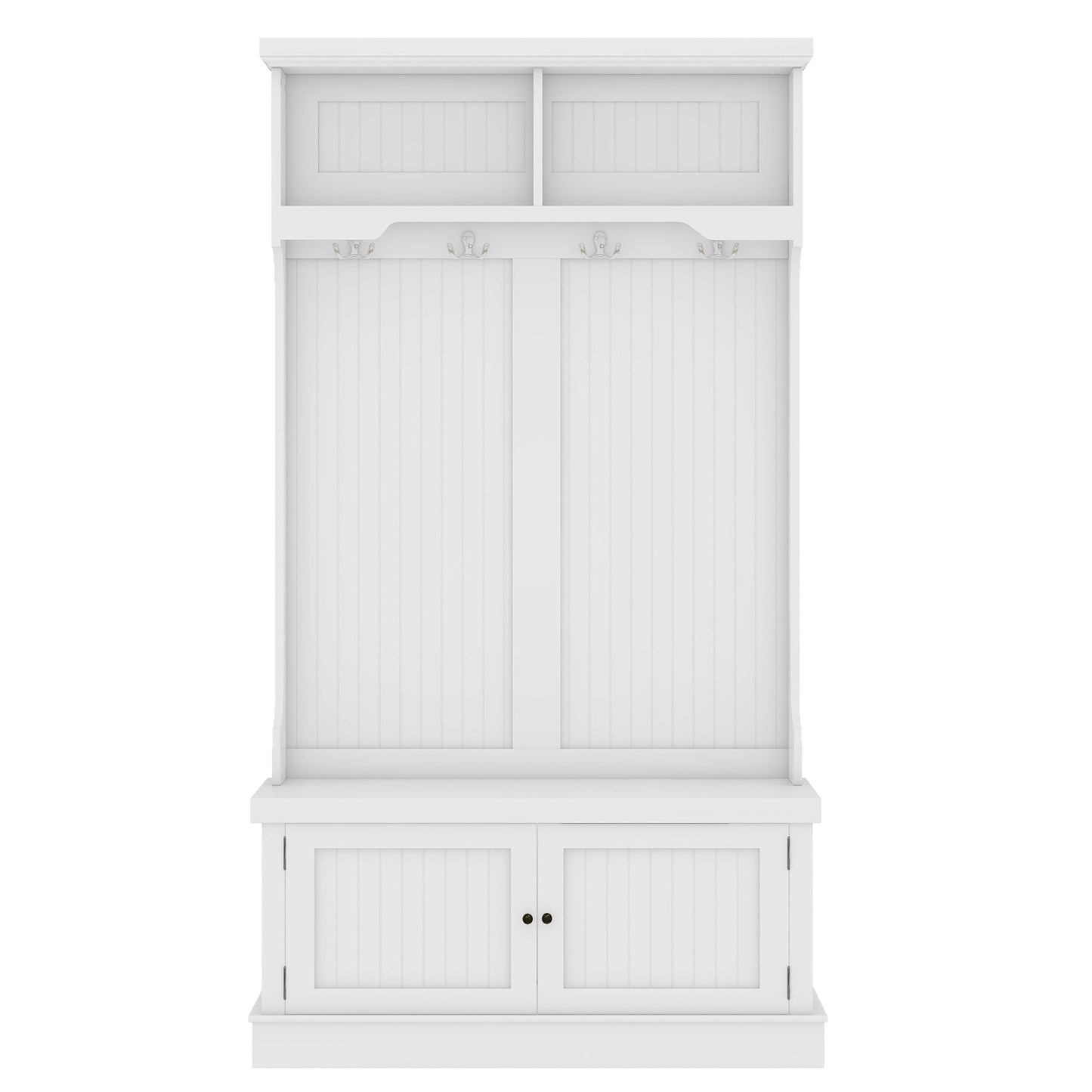 Vimora™ - White Hall Tree with Storage Shoe Bench and Coat Racks