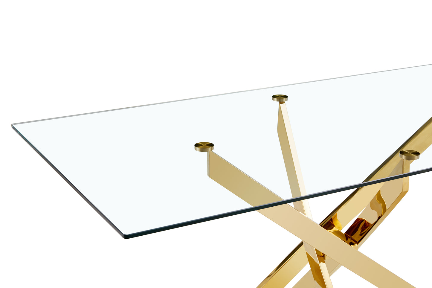 Vimora™ - 63" Tempered Glass Dining Table with Golden Metal Legs