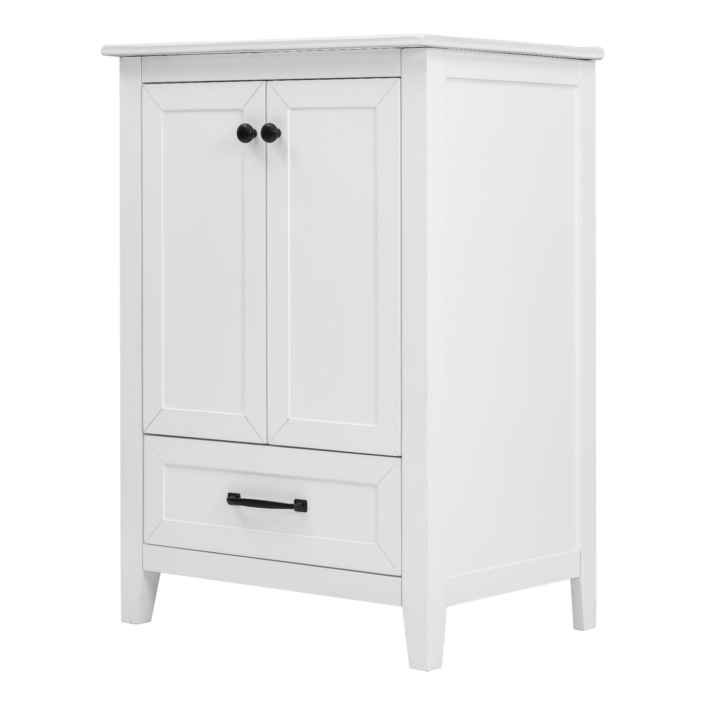 Vimora™ - 24" White Bathroom Vanity with Sink, Solid Wood & MDF, Ample Storage, Modern Design
