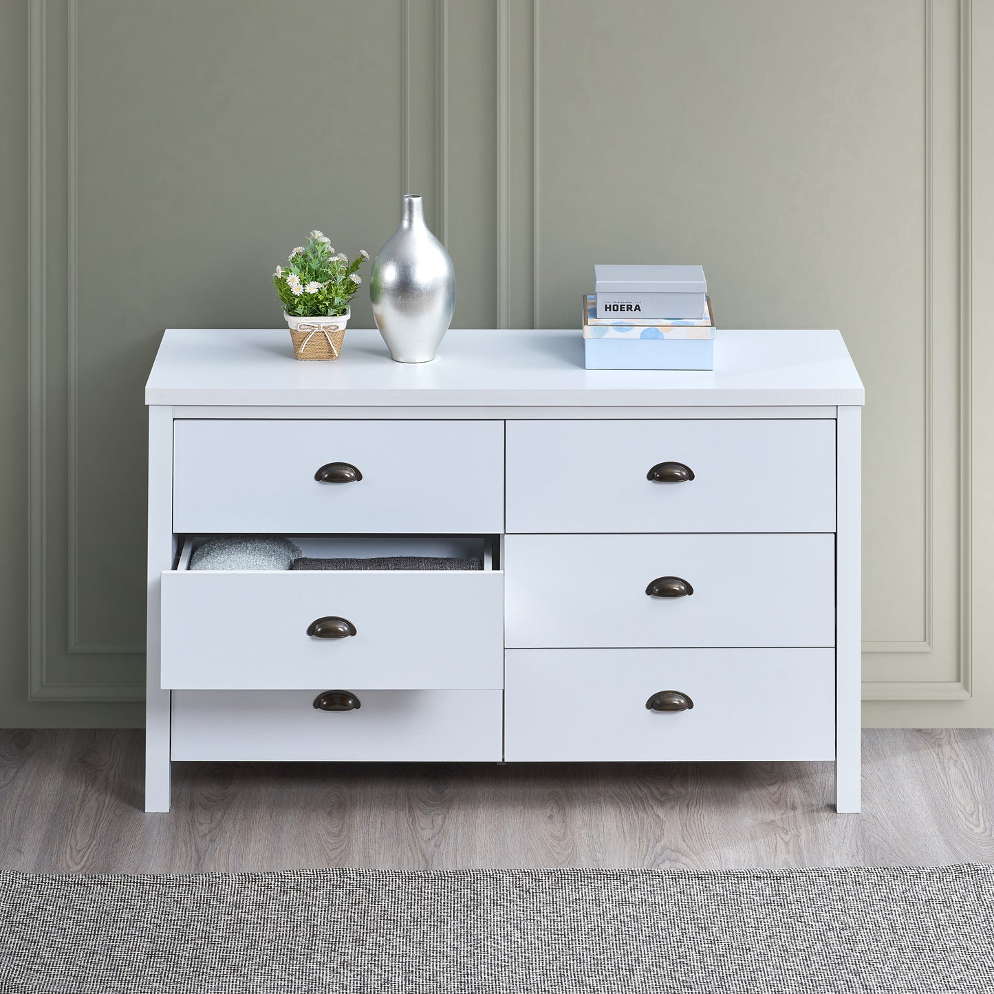 Vimora™ - Classic White 6-Drawer Dresser with Interlocking Function and Easy Assembly
